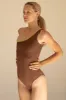 The One Shoulder One Piece - Ribbed Espresso sold by Londre Bodywear