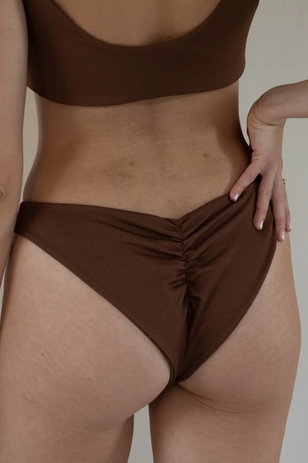The Sleek Scrunch Bottoms - Ribbed Espresso sold by Londre Bodywear product image thumbnail 2