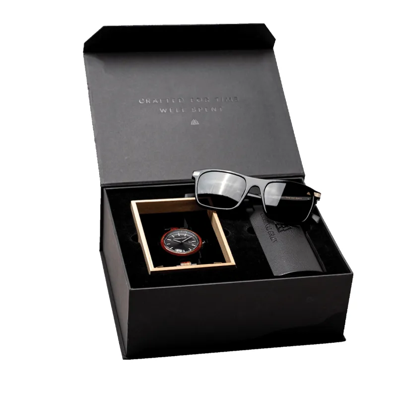 Rosewood Black Classic + Whiskey Black sunglass Gift Kit sold by Original Grain