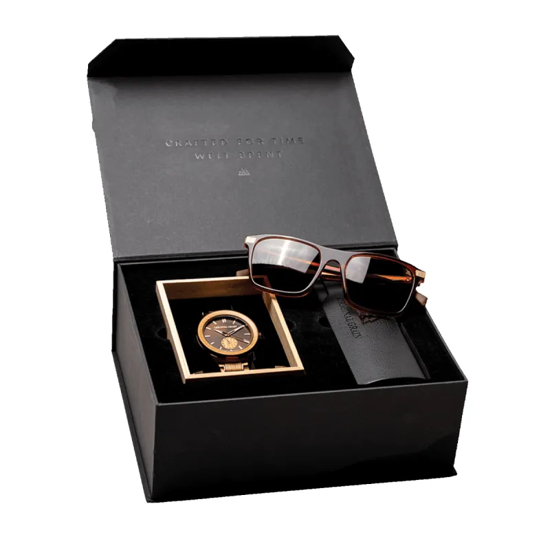 Whiskey Barrel 46mm + Whiskey Brown Sunglass Gift Kit sold by Original Grain
