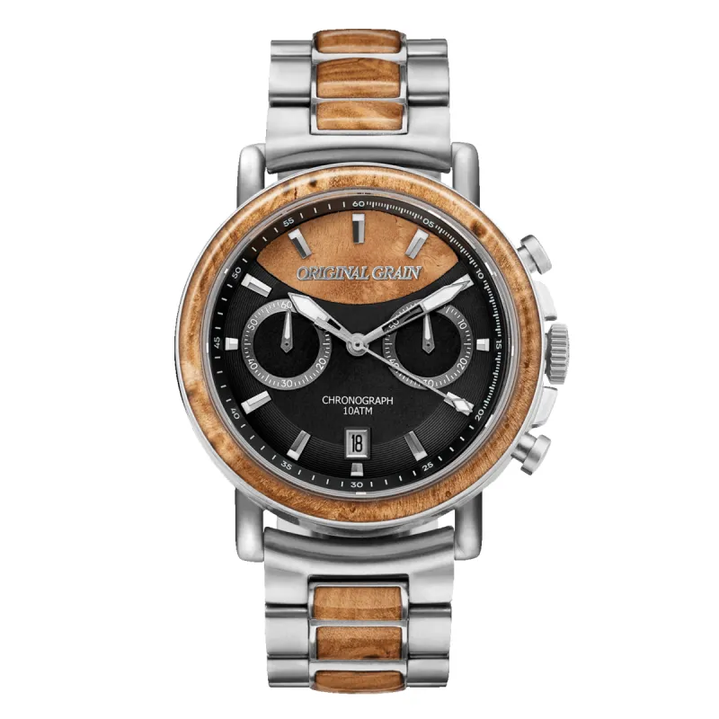 Burlwood Silver Chrono 44mm sold by Original Grain