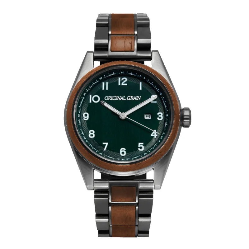 Walnut Emerald Gunmetal Nomad 42mm sold by Original Grain