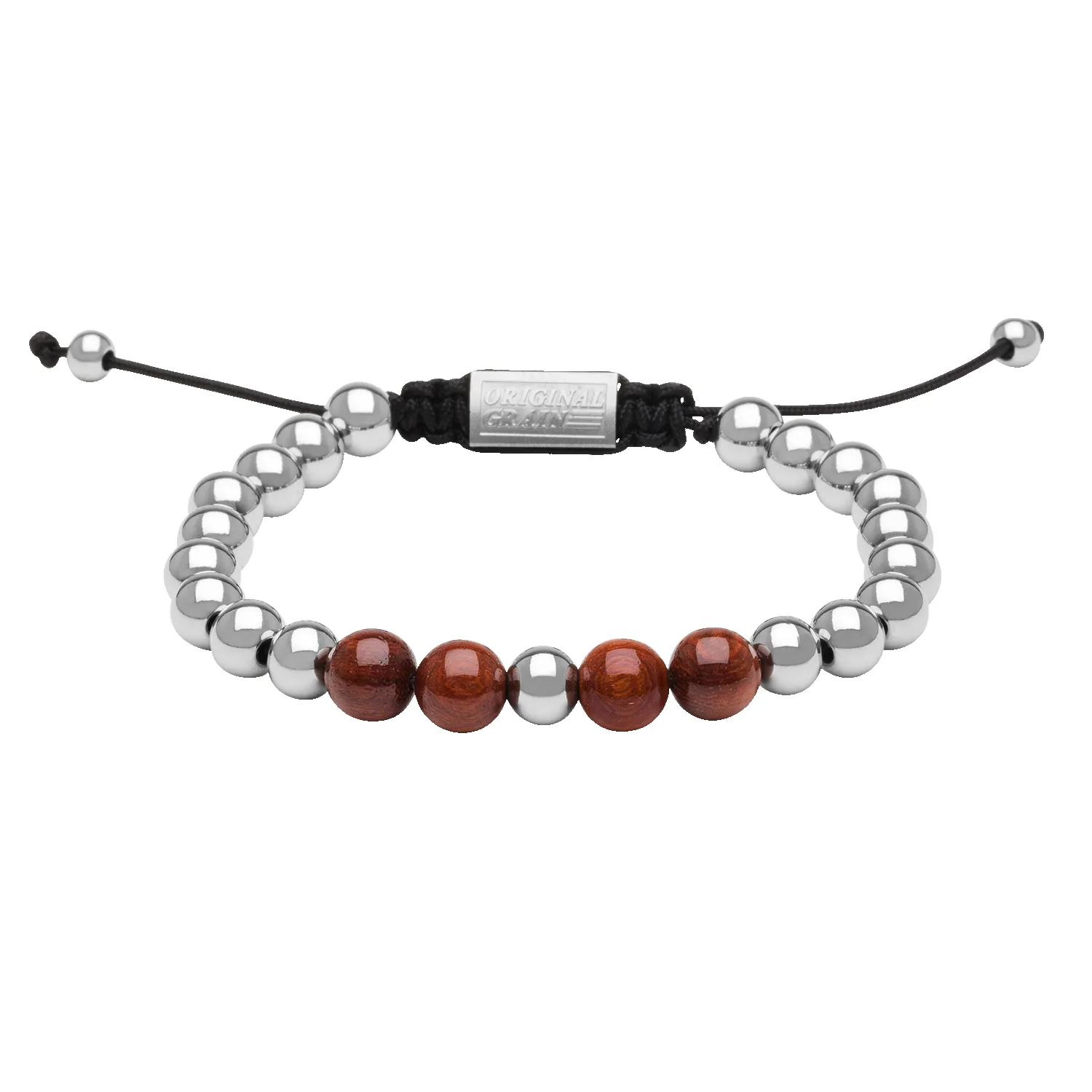 Rosewood Chrome Macrame Bracelet 8mm sold by Original Grain
