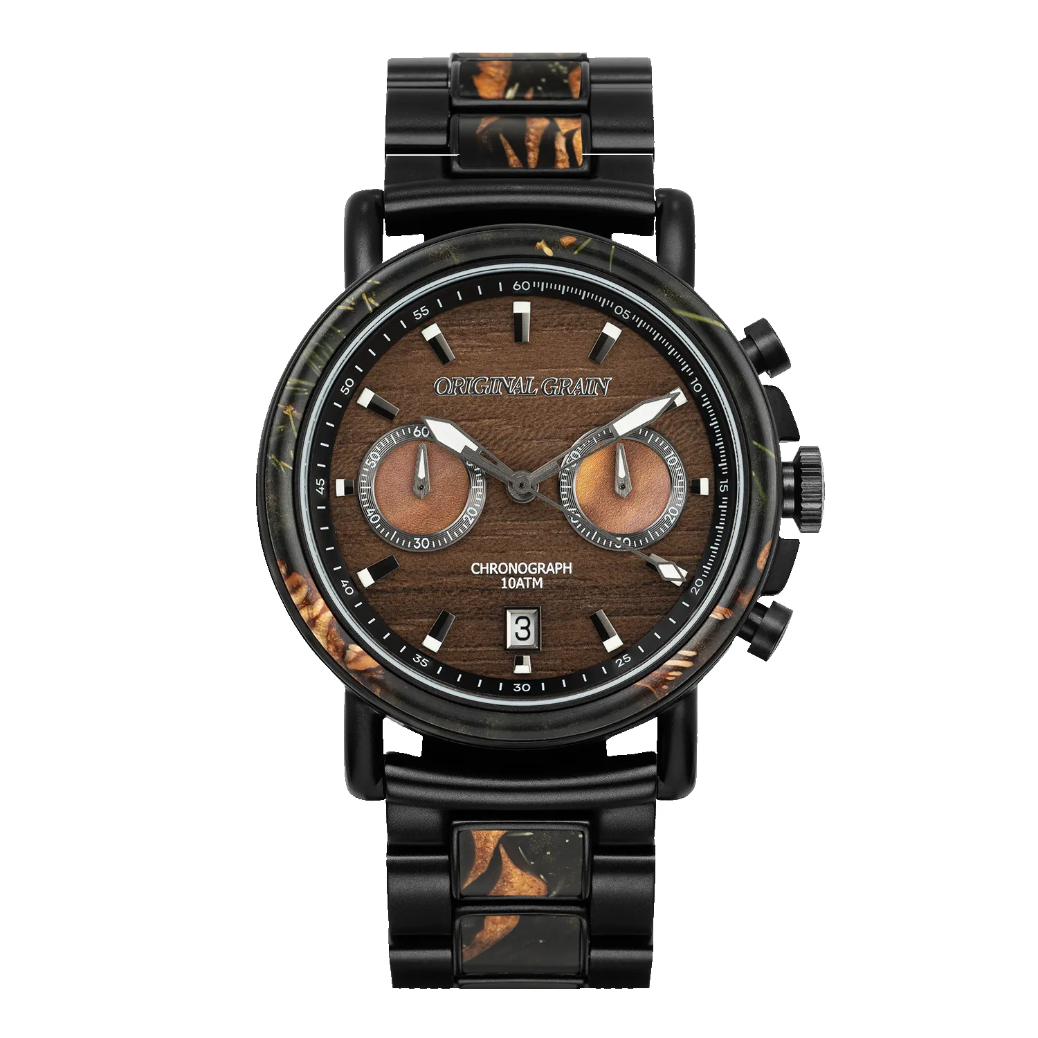 Pine Cone Resin Black Chrono 44mm sold by Original Grain