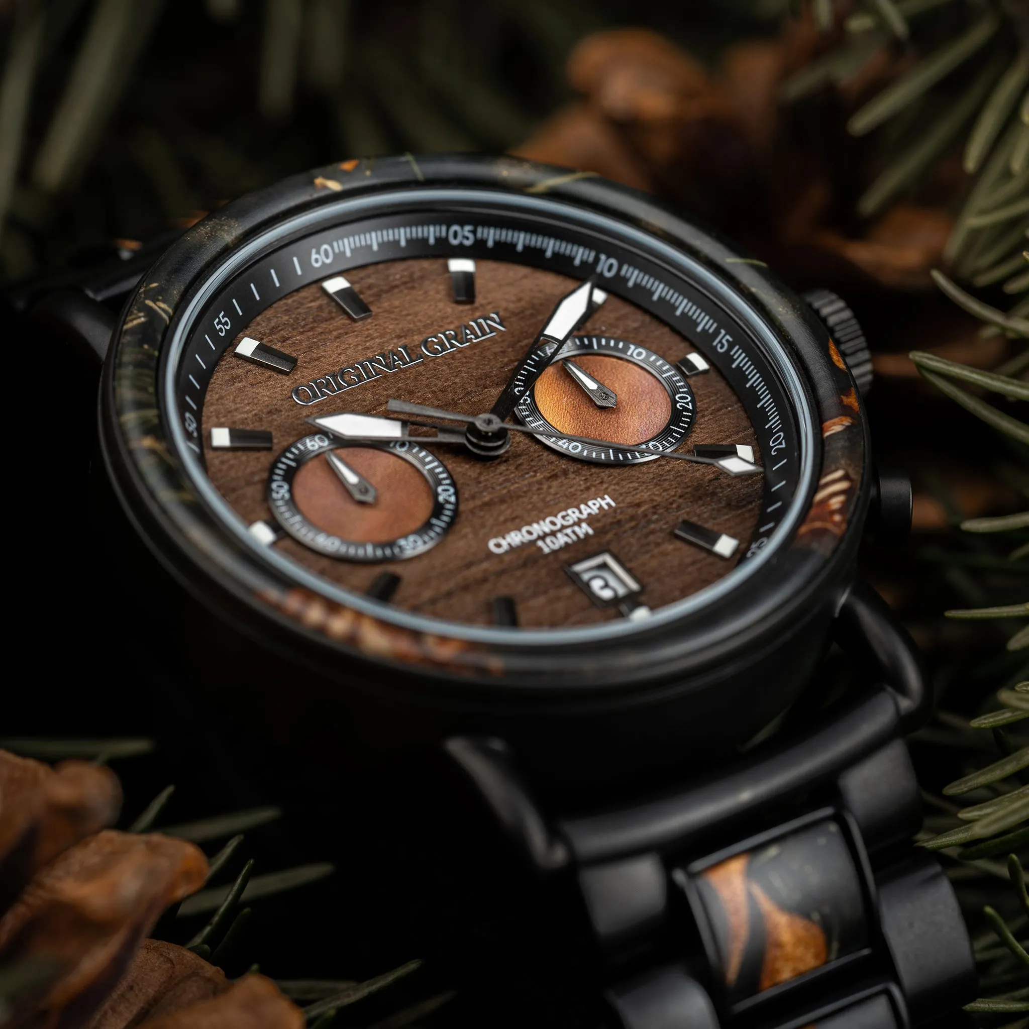 Pine Cone Resin Black Chrono 44mm sold by Original Grain product image thumbnail 5