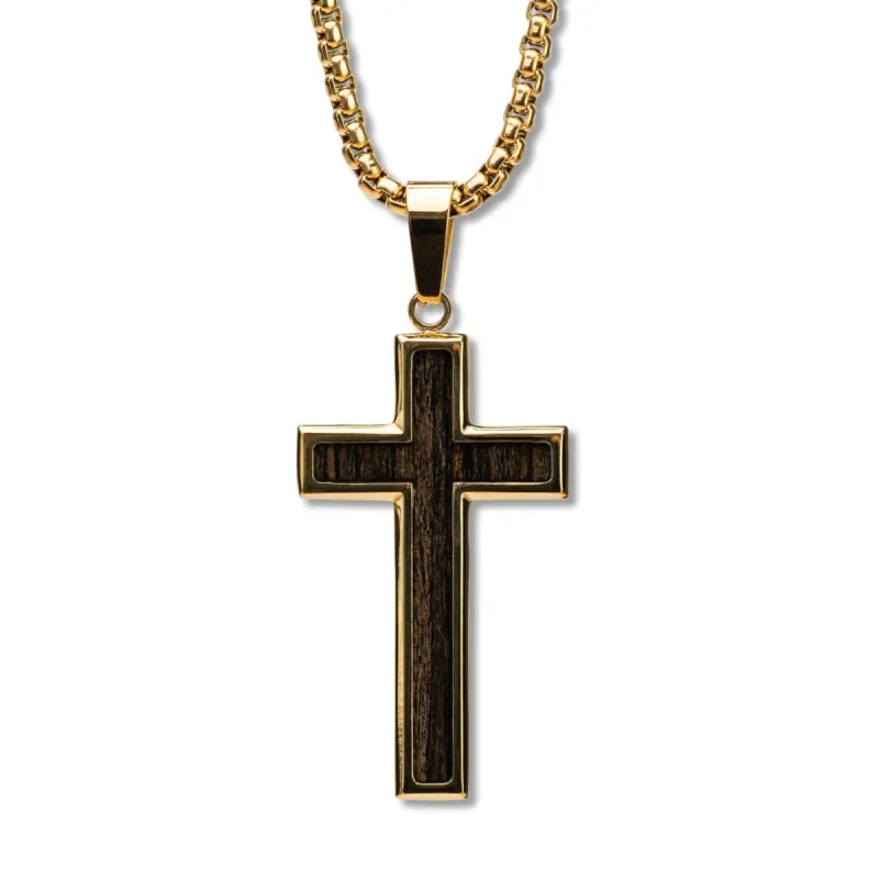 Ebony Gold Cross Necklace made by Original Grain