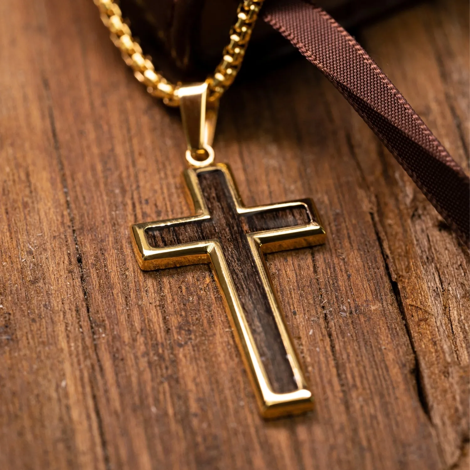 Ebony Gold Cross Necklace sold by Original Grain product image thumbnail 5