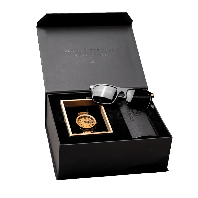 Whiskey Barrel 42mm + Whiskey Black Sunglass Gift Kit sold by Original Grain