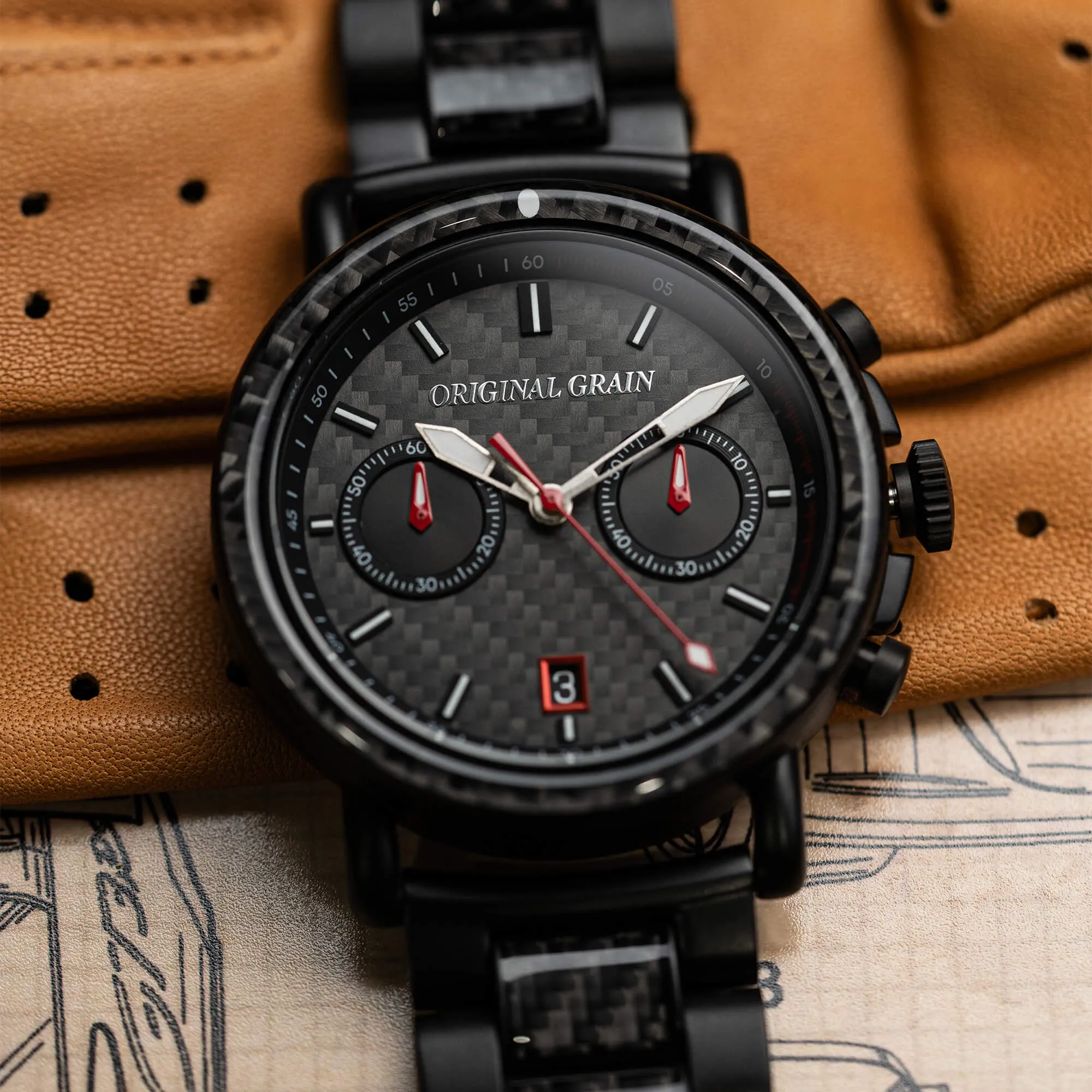 Carbon Fiber Black Chrono 44mm sold by Original Grain product image thumbnail 3