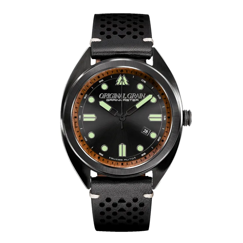 Burled Walnut Black Grainmaster Automatic 45mm sold by Original Grain