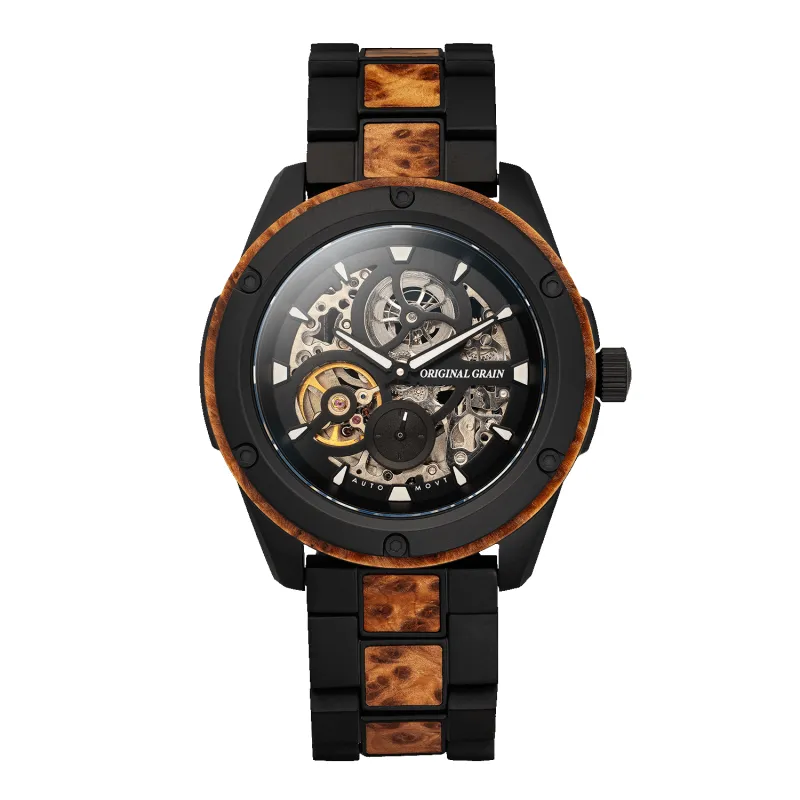 Burlwood Black Rugged Auto 44mm sold by Original Grain
