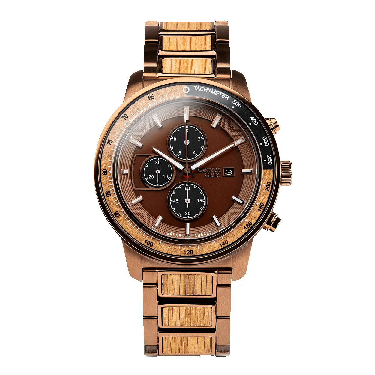 Whiskey Espresso Barrel Solar Chrono 45mm sold by Original Grain