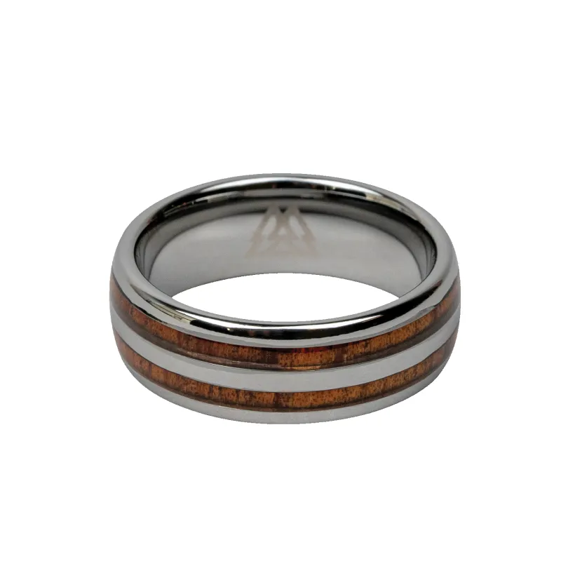 Hawaiian Koa Silver Double Barrel Ring sold by Original Grain