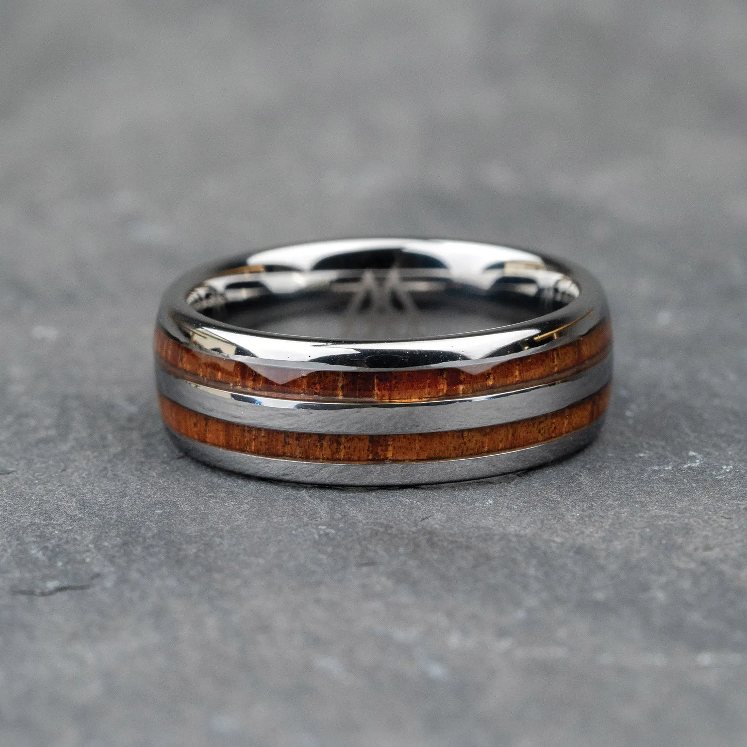 Hawaiian Koa Silver Double Barrel Ring sold by Original Grain product image thumbnail 3