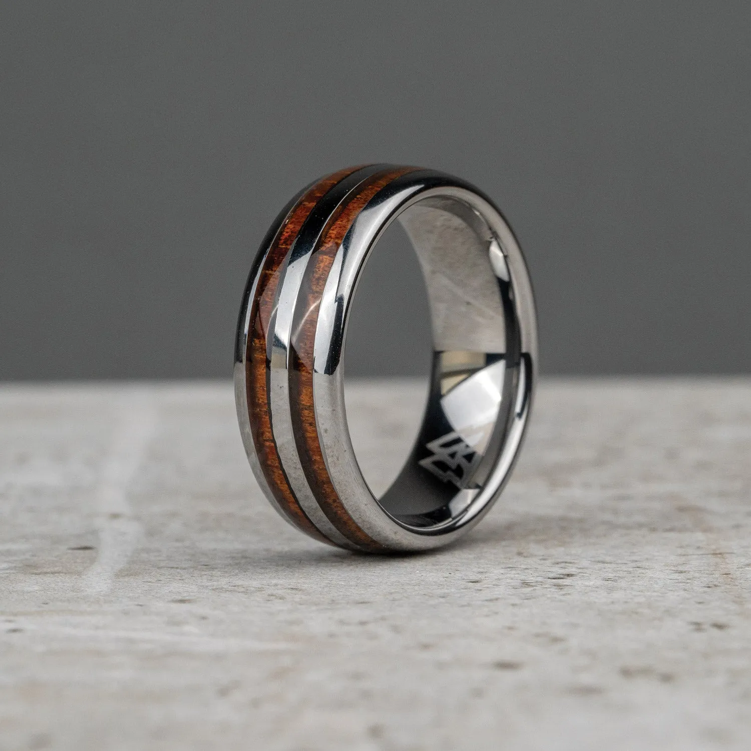 Hawaiian Koa Silver Double Barrel Ring sold by Original Grain product image thumbnail 2