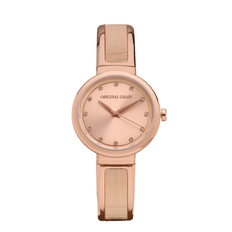 Rose Gold & Birch Wood Women's Bangle 32mm sold by Original Grain