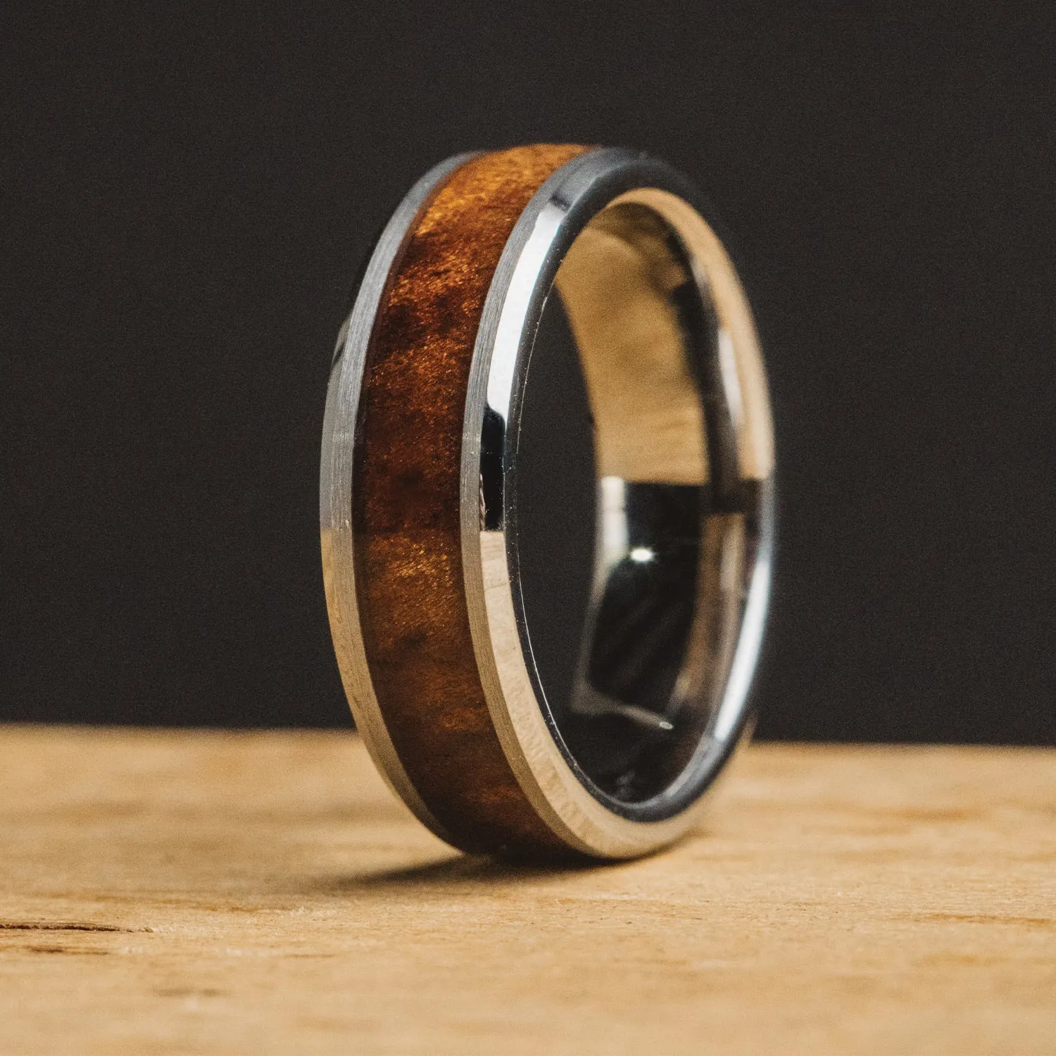 Burlwood Silver Single Barrel Beveled Ring sold by Original Grain product image thumbnail 3