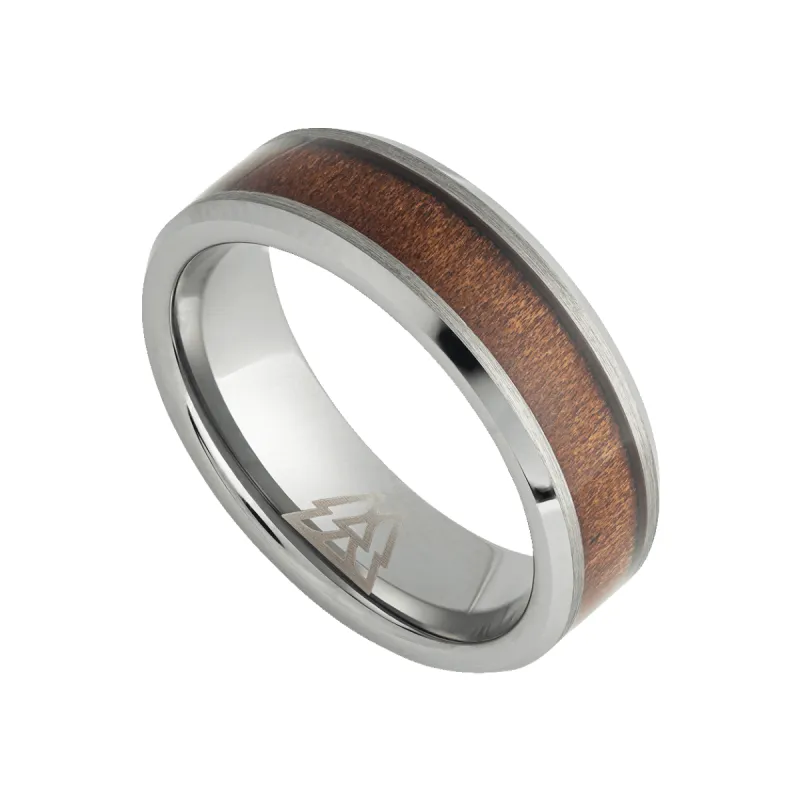 Burlwood Silver Single Barrel Beveled Ring sold by Original Grain