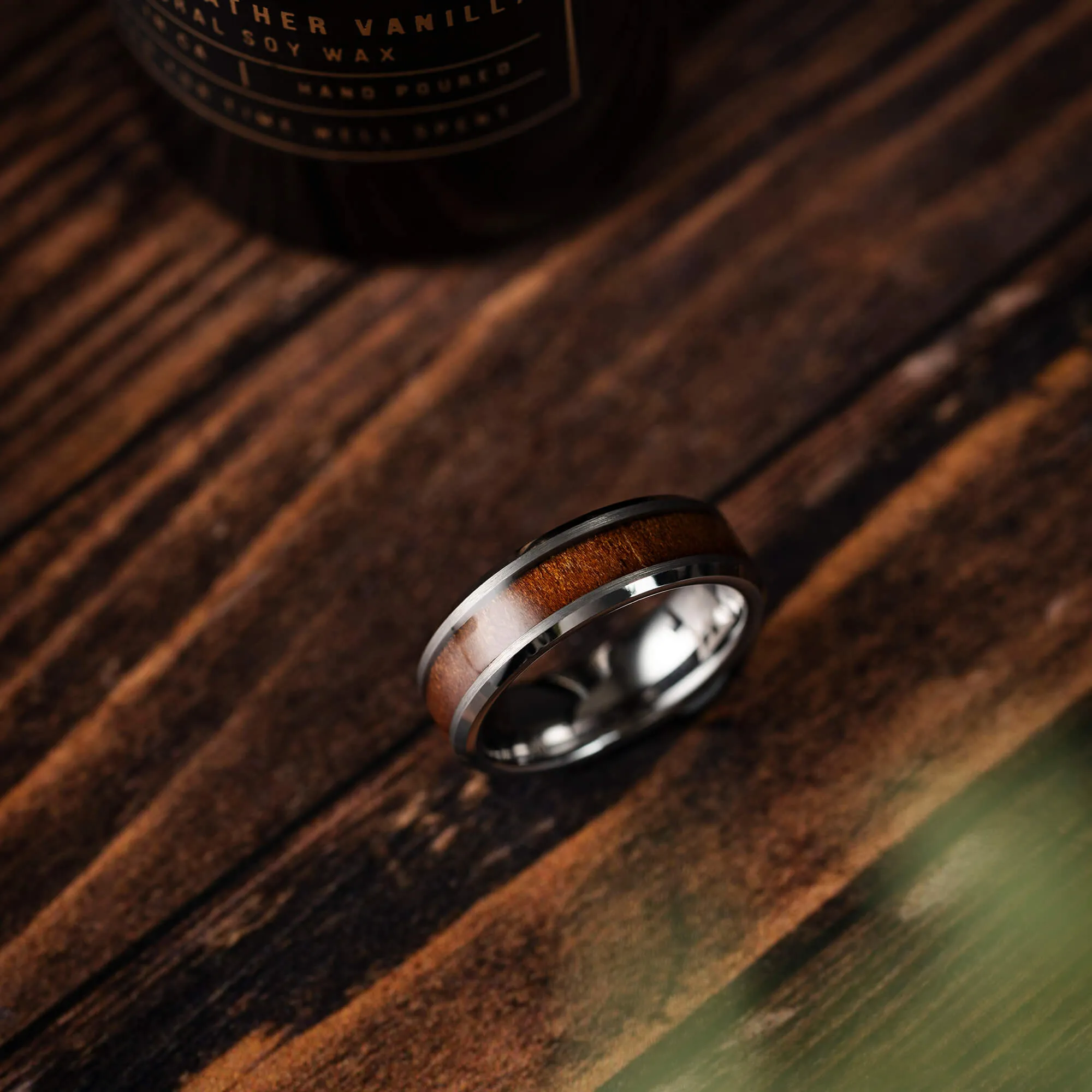 Burlwood Silver Single Barrel Beveled Ring sold by Original Grain product image thumbnail 4
