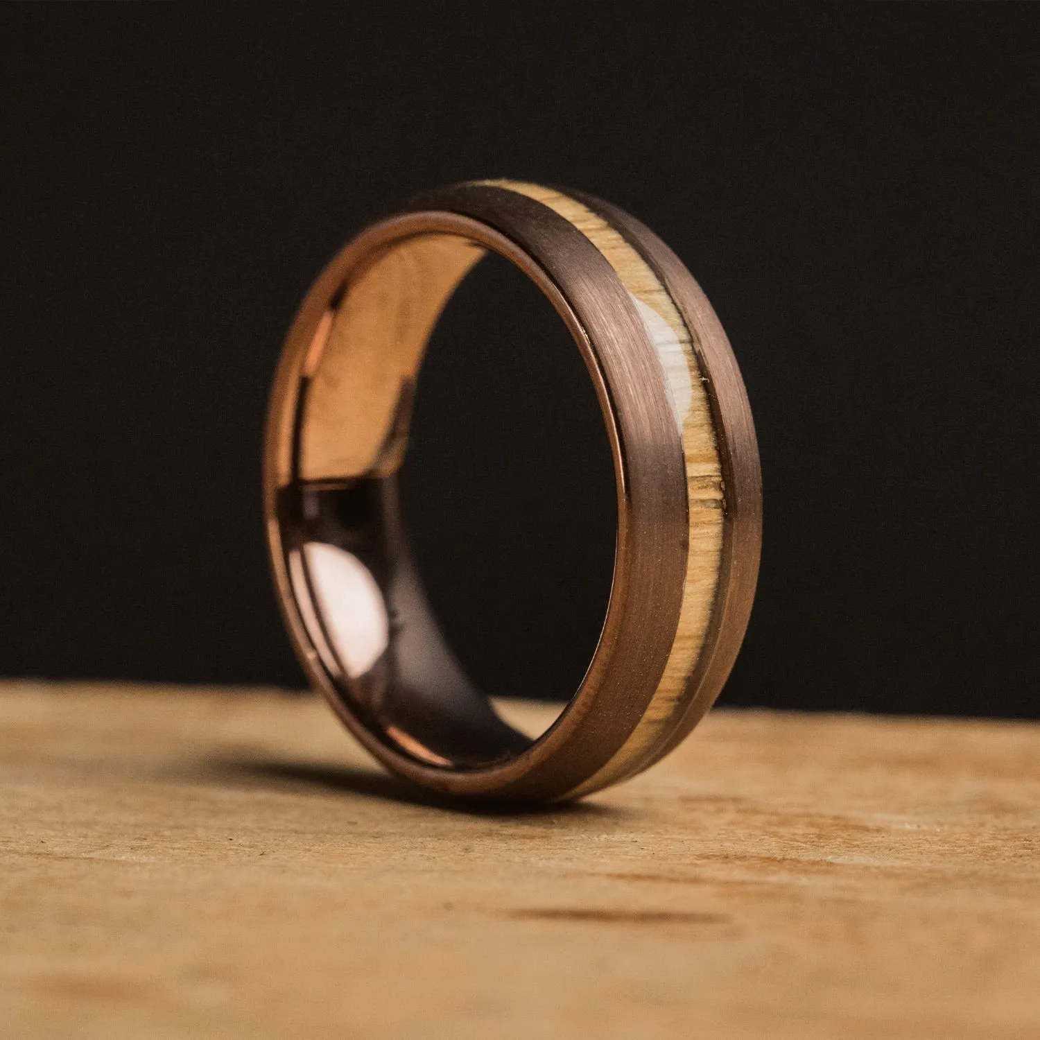 Whiskey Espresso Single Barrel Thin Ring sold by Original Grain product image thumbnail 3