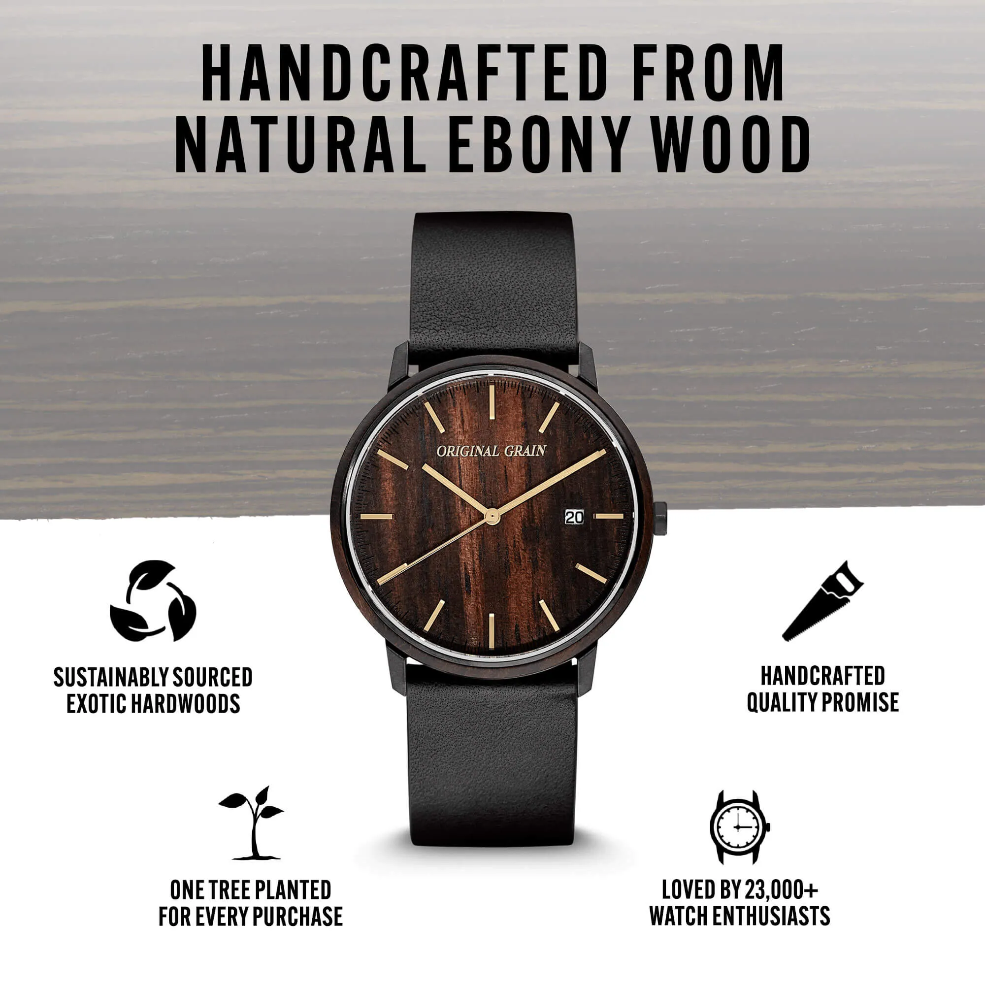 Ebony Black Gold Modern Minimal 40mm sold by Original Grain product image thumbnail 2