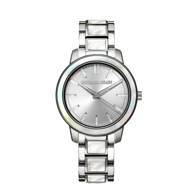 Mother of Pearl Silver Womens Barrel 36mm sold by Original Grain