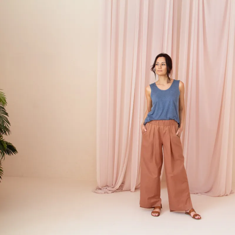 The Linen-Cotton Wide Leg Pant sold by Encircled