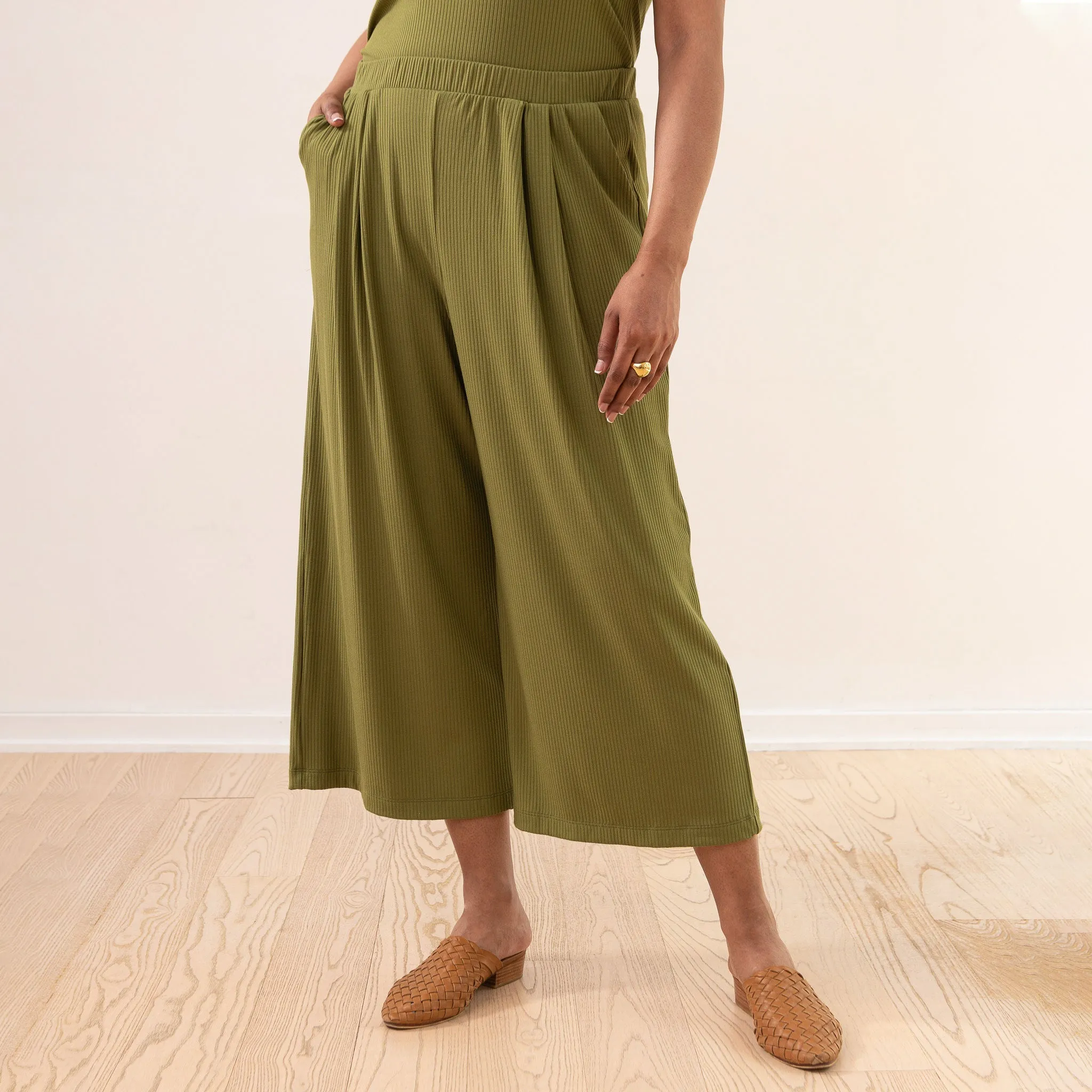 Sample Sale: The Dressy Rib Knit Cropped Wide Leg sold by Encircled product image thumbnail 2