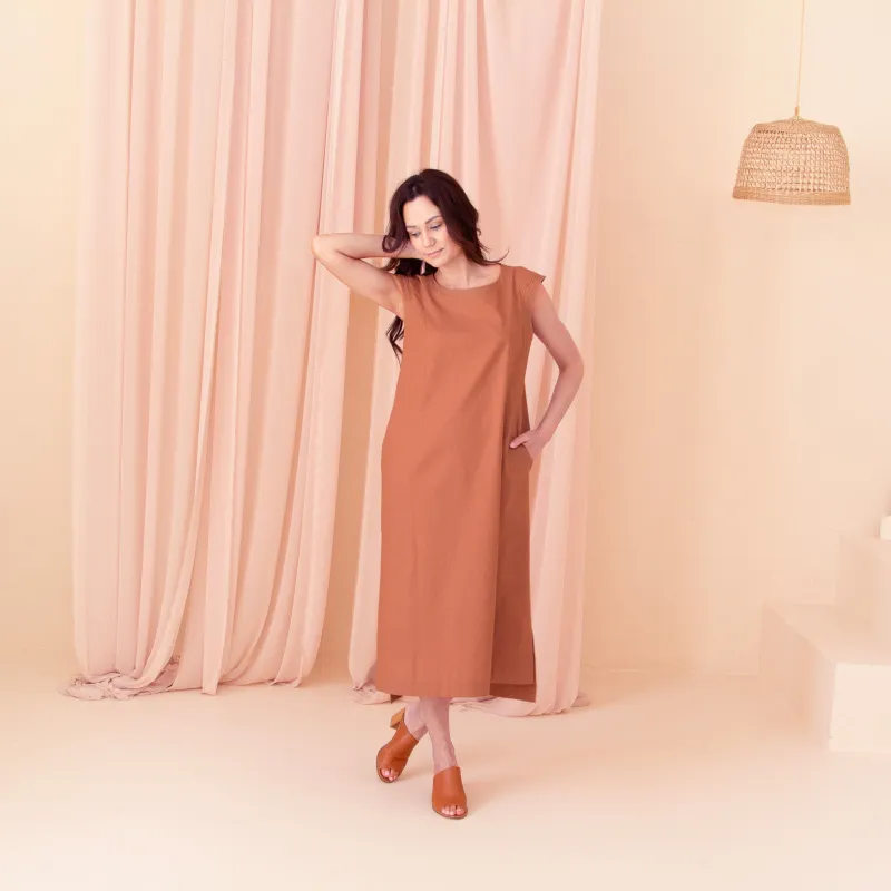 Sample Sale: The Linen-Cotton Midi Dress sold by Encircled