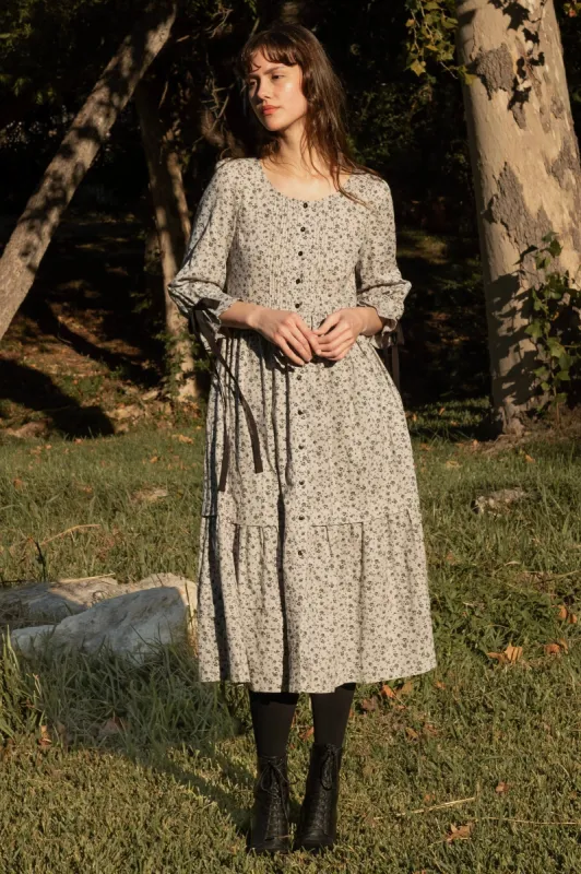 Lennox Dress in Dark Floral Mist sold by Of Her Own Kind
