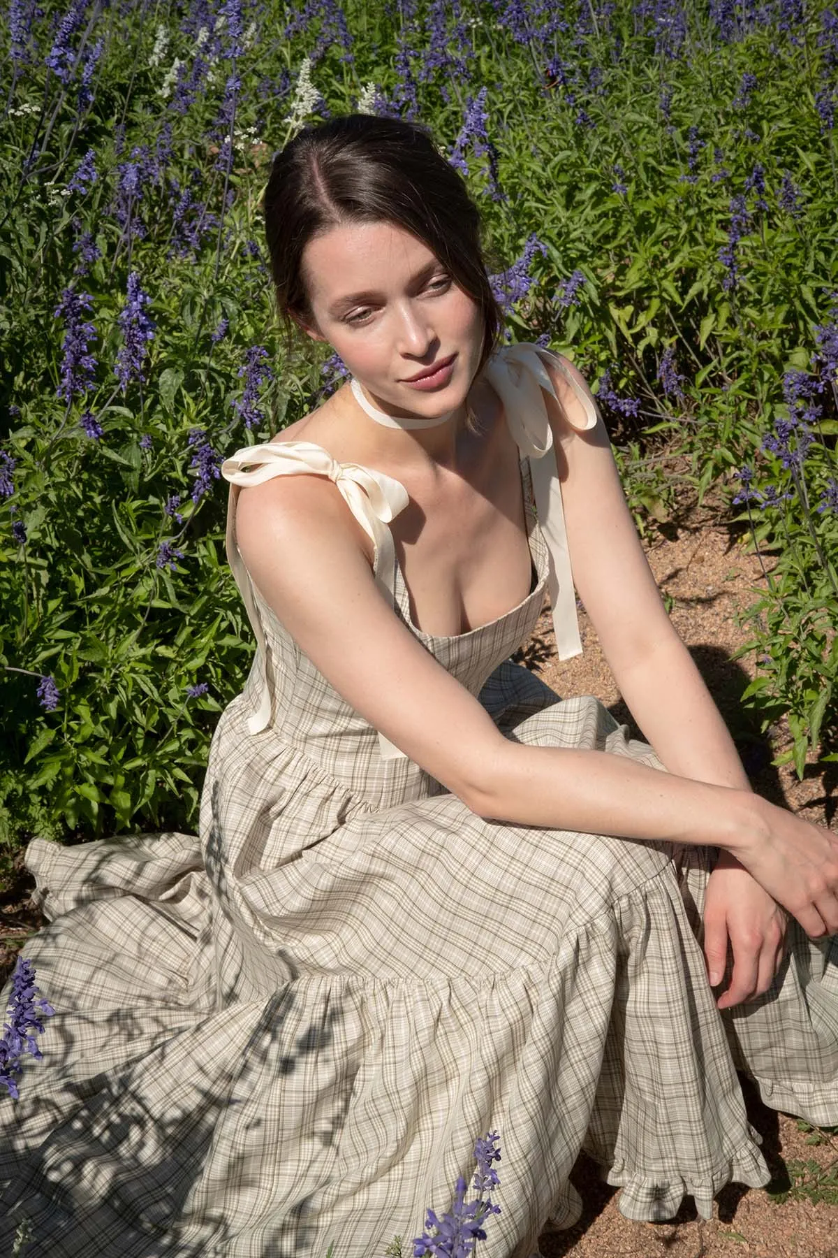 Mirabelle Dress in Organic Sage Plaid sold by Of Her Own Kind product image thumbnail 3