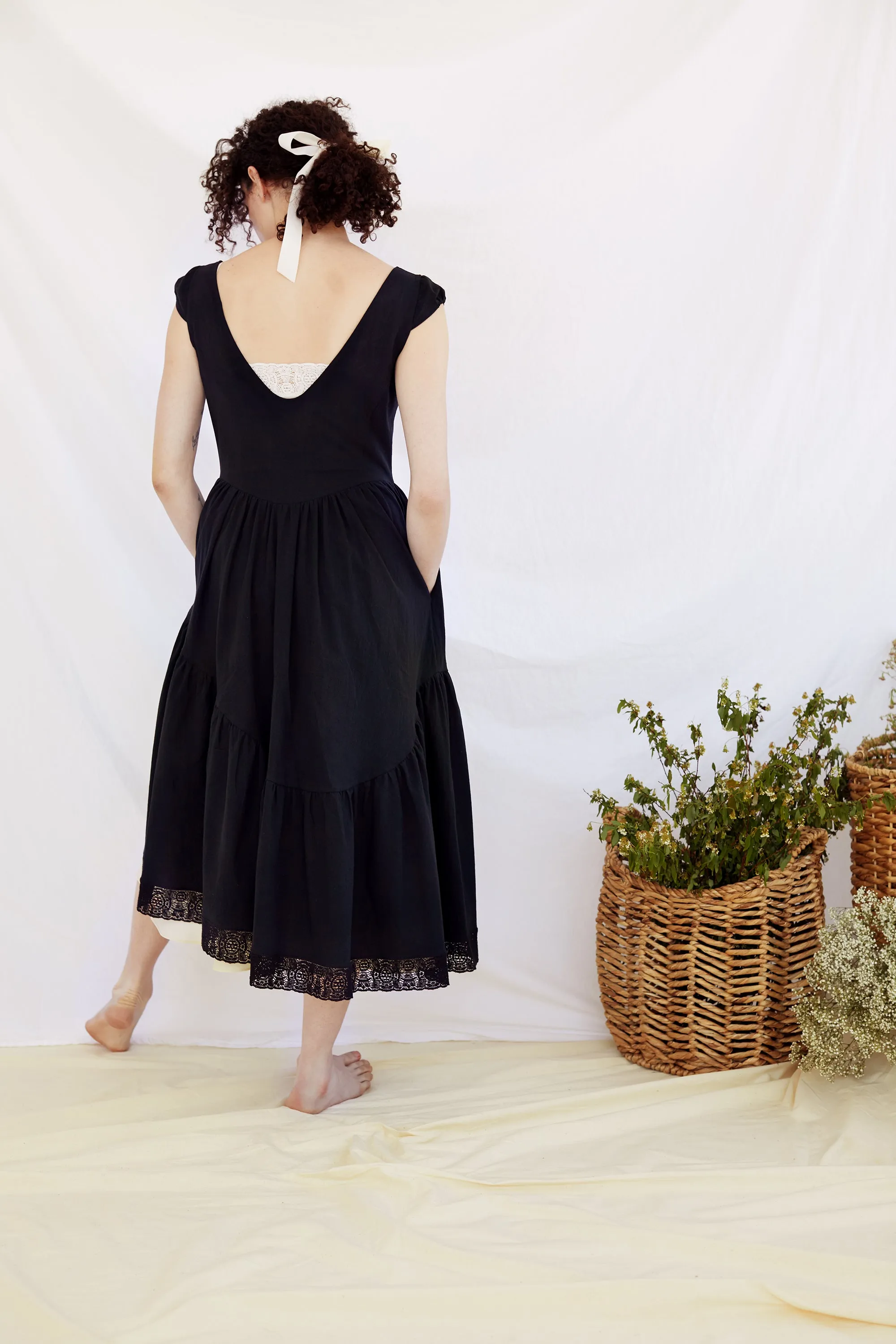 Claudette Dress in Black Organic Cotton sold by Of Her Own Kind product image thumbnail 2