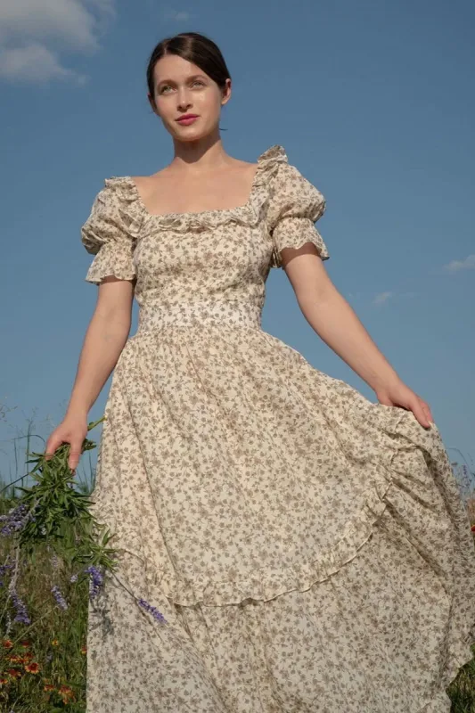 Adeline Dress in White Floral sold by Of Her Own Kind