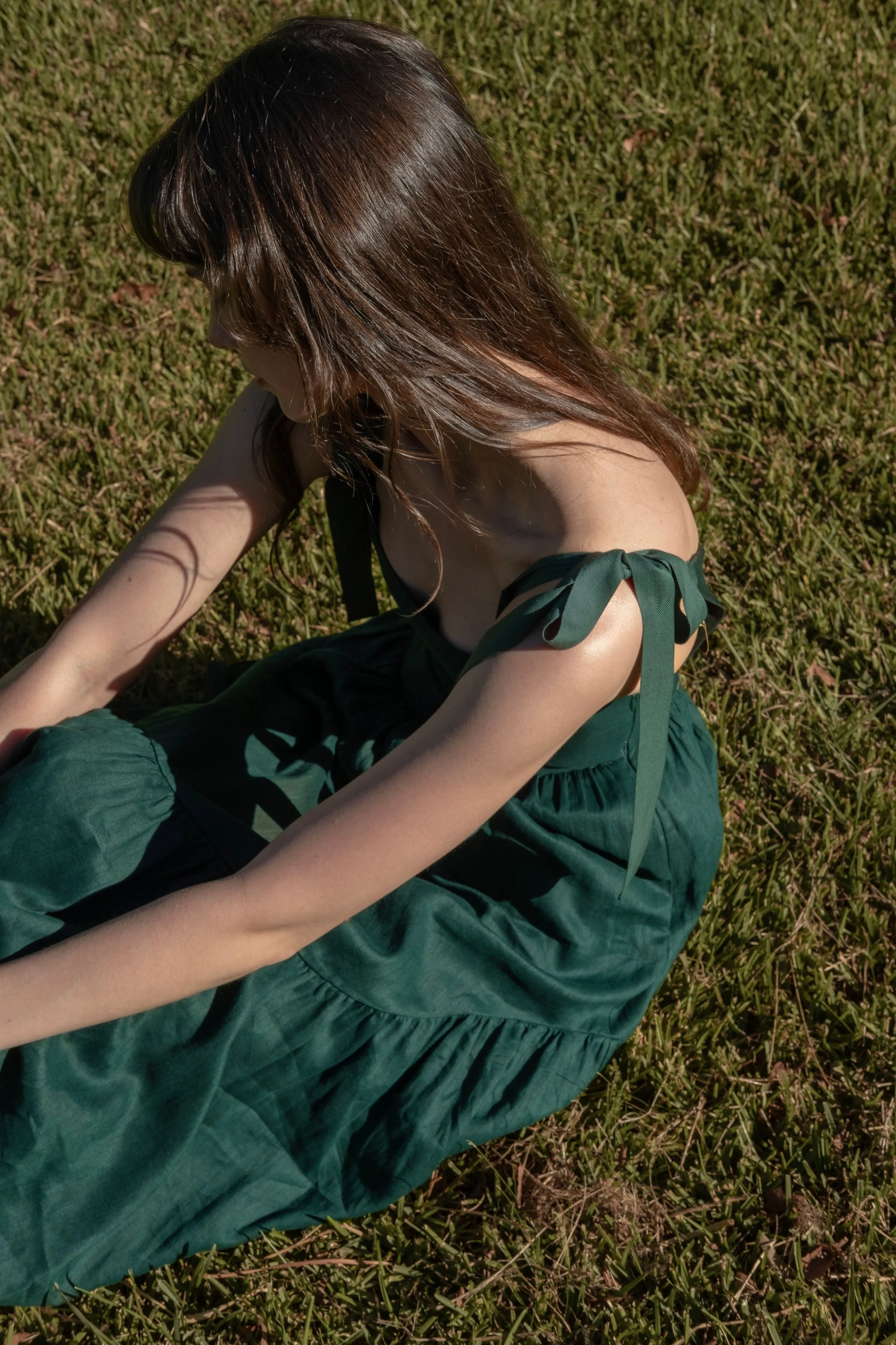 Mirabelle Dress in Juniper Linen sold by Of Her Own Kind product image thumbnail 5