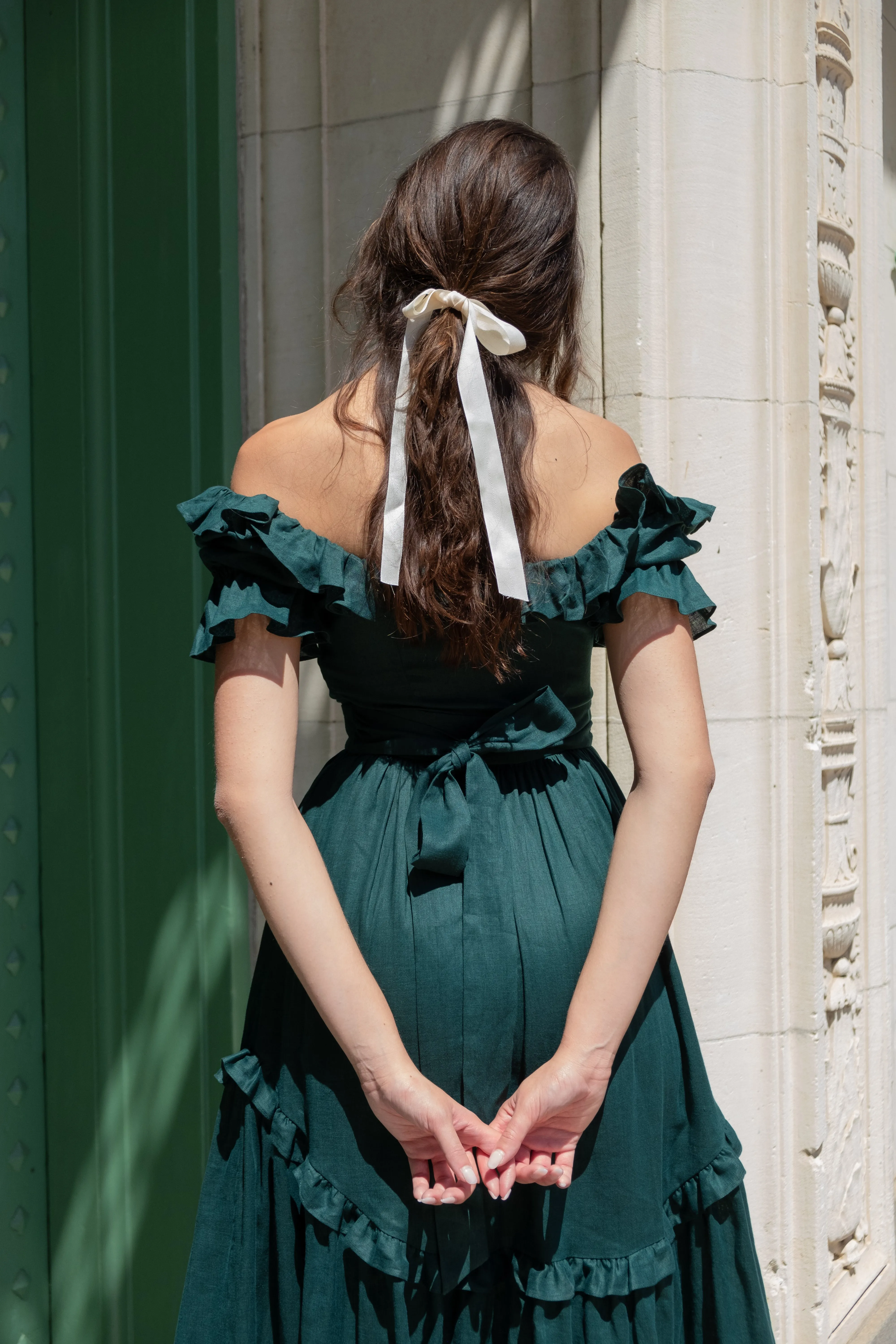 Adeline Dress in Juniper Linen sold by Of Her Own Kind product image thumbnail 5