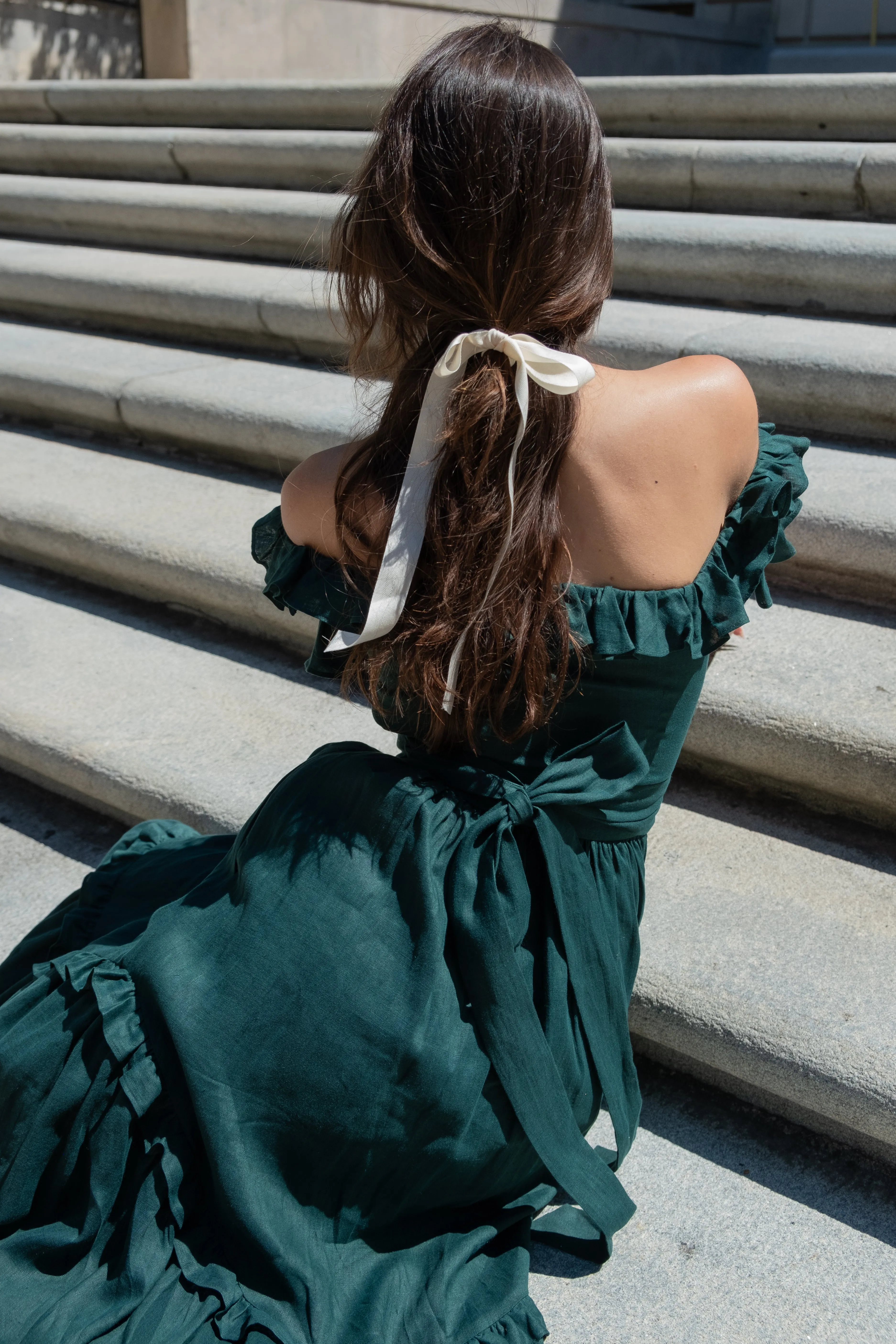 Adeline Dress in Juniper Linen sold by Of Her Own Kind product image thumbnail 4