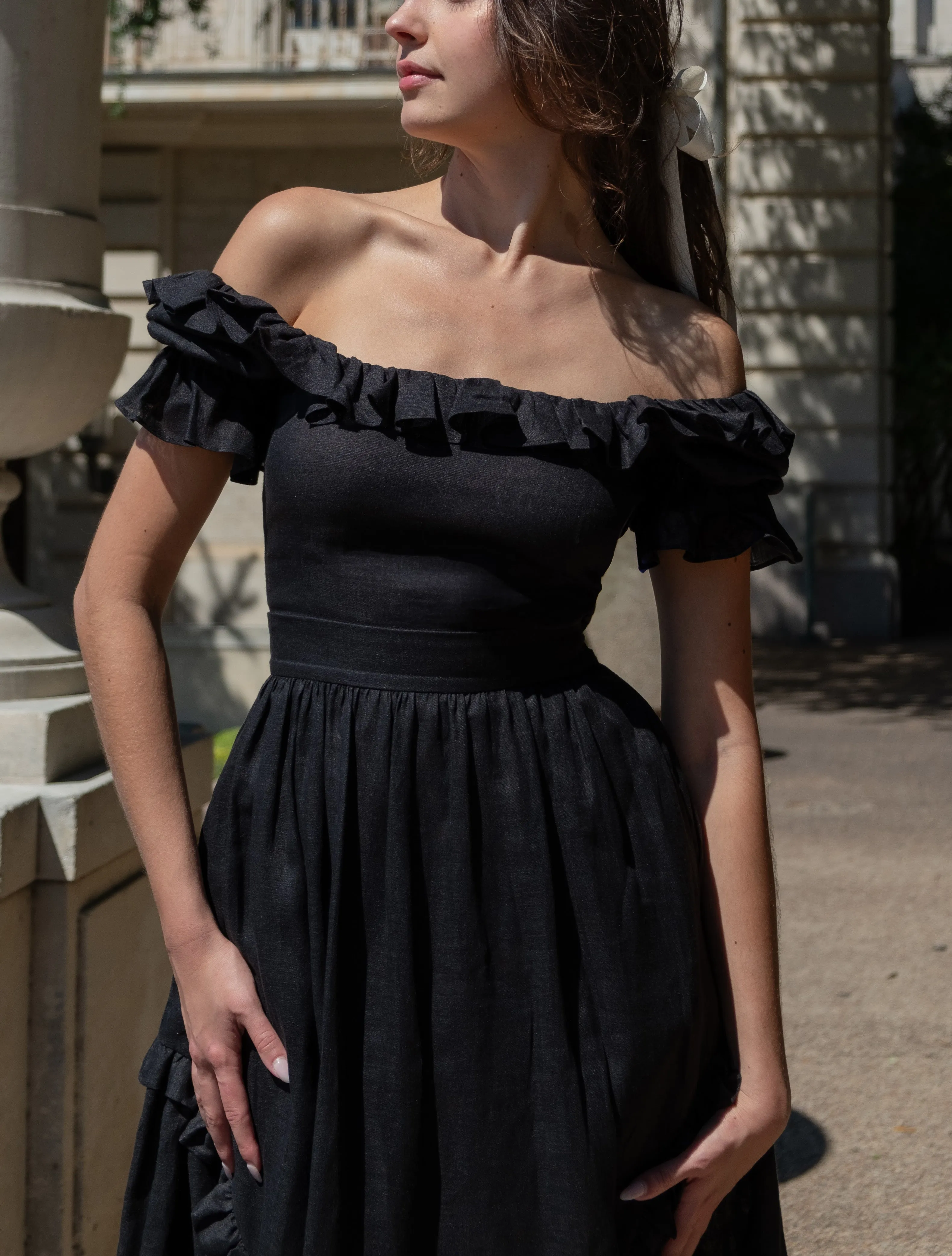 Adeline Dress in Black Linen sold by Of Her Own Kind product image thumbnail 4