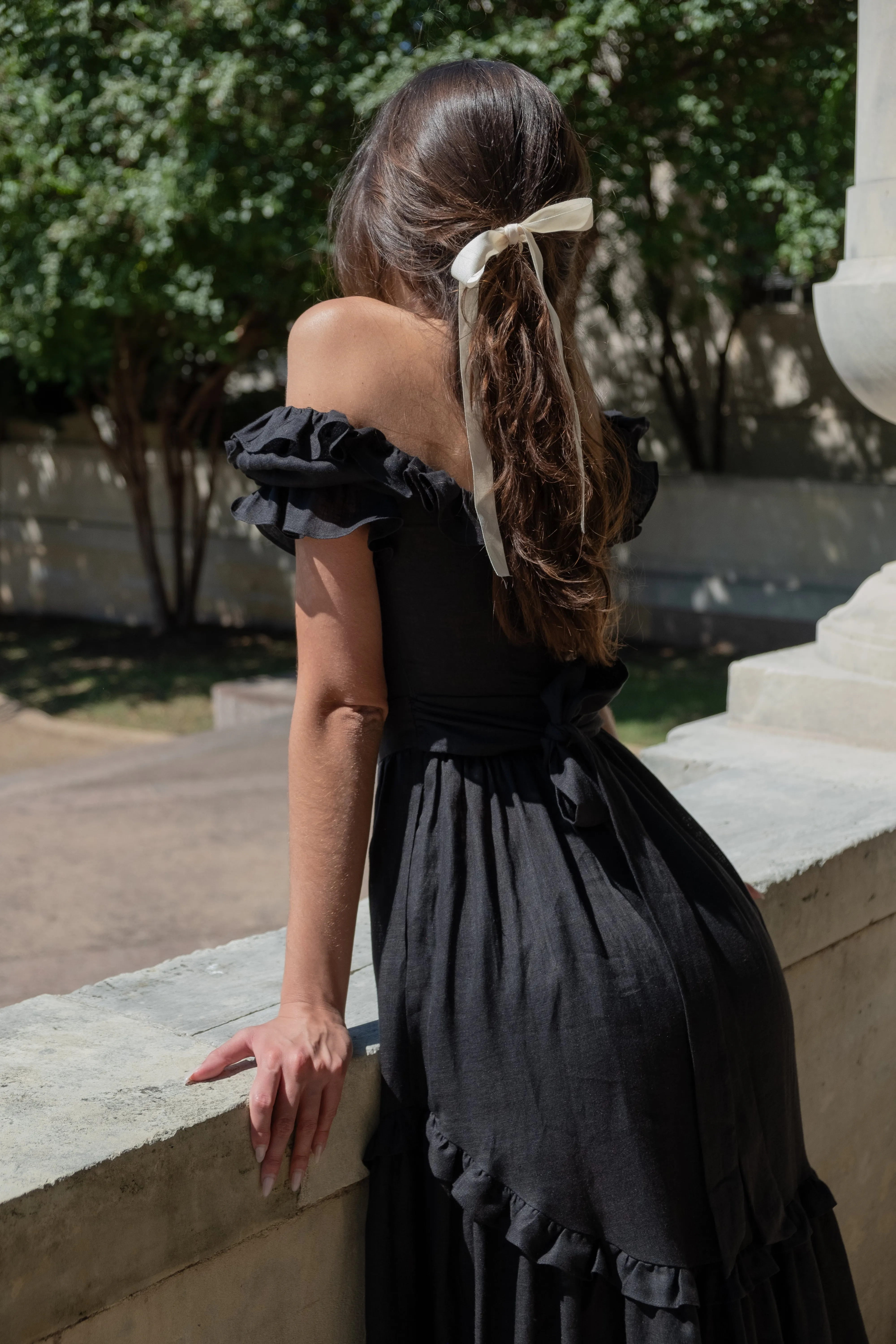 Adeline Dress in Black Linen sold by Of Her Own Kind product image thumbnail 3