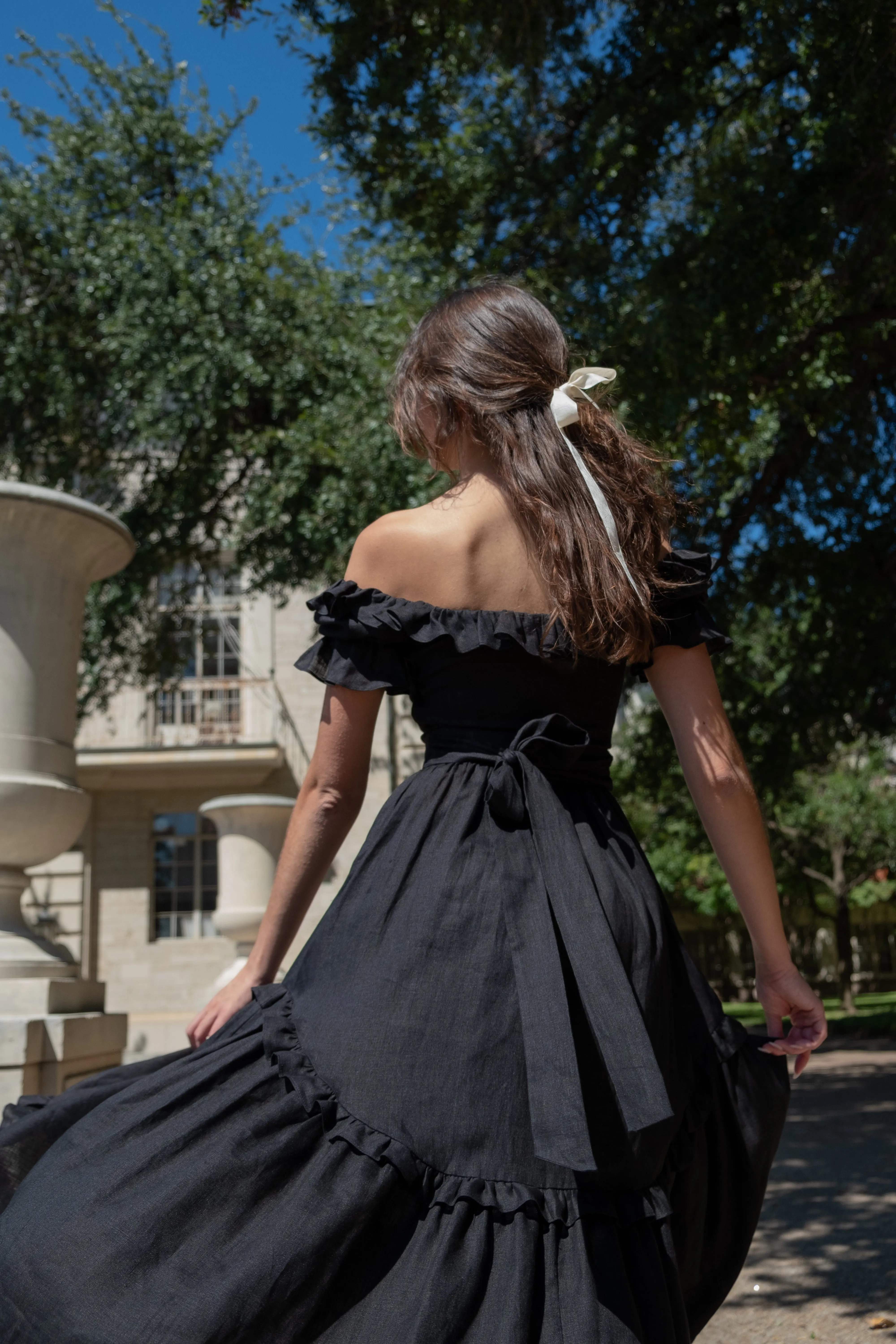 Adeline Dress in Black Linen sold by Of Her Own Kind product image thumbnail 5