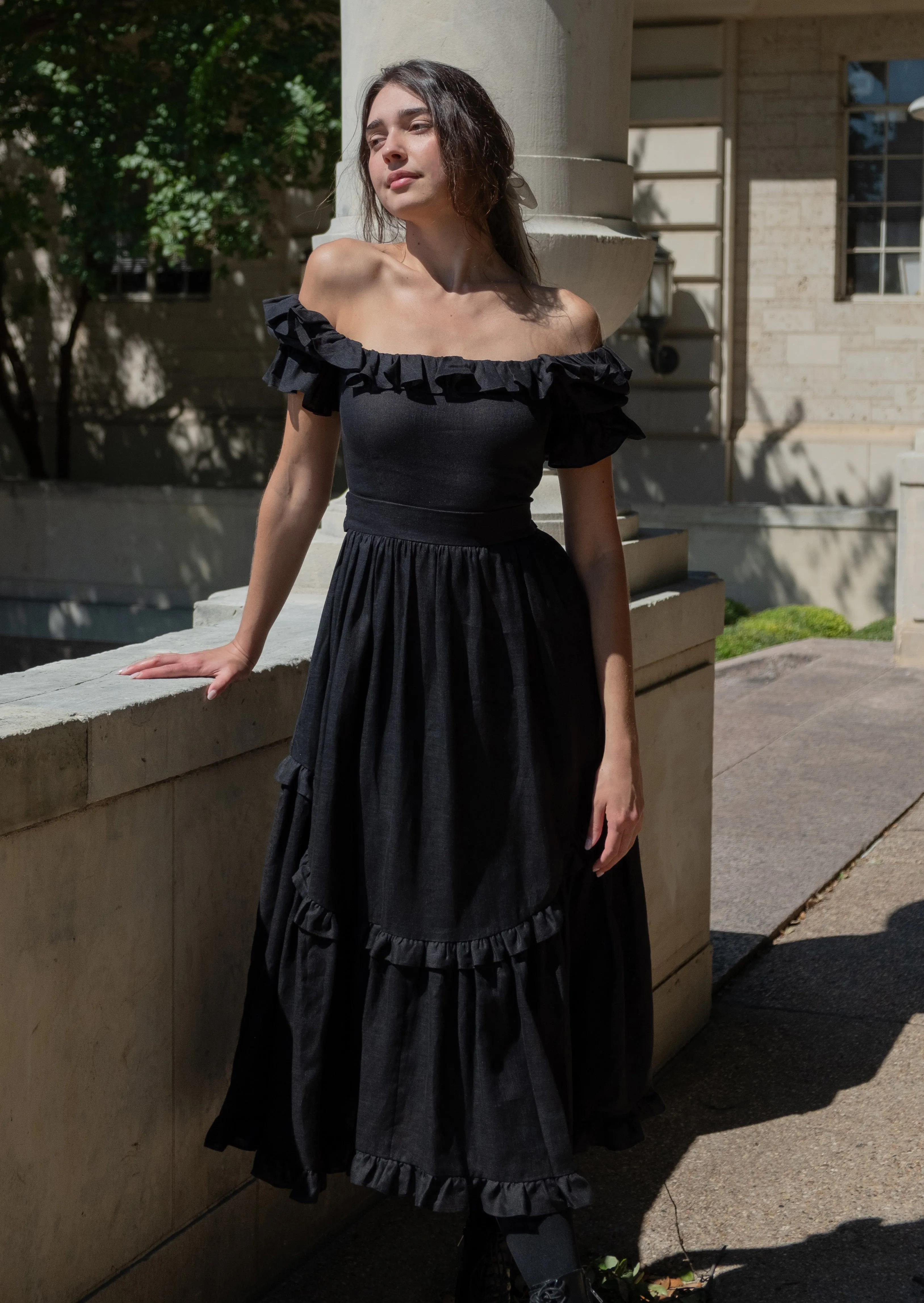Adeline Dress in Black Linen sold by Of Her Own Kind product image thumbnail 2