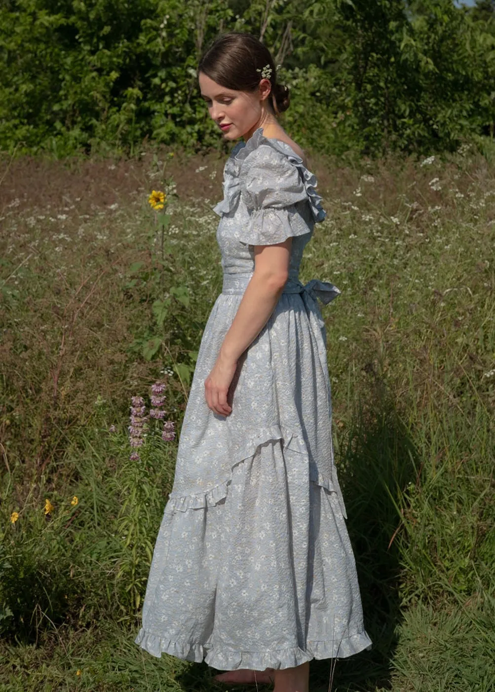 Adeline Dress in French Blue Floral sold by Of Her Own Kind product image thumbnail 5