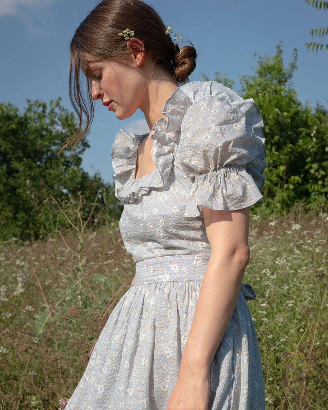 Adeline Dress in French Blue Floral sold by Of Her Own Kind product image thumbnail 3
