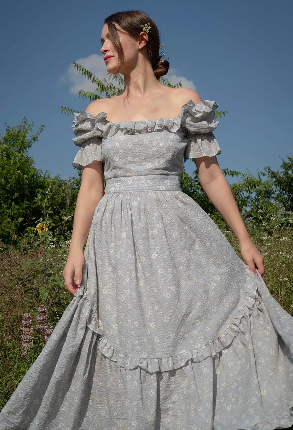 Adeline Dress in French Blue Floral sold by Of Her Own Kind product image thumbnail 2