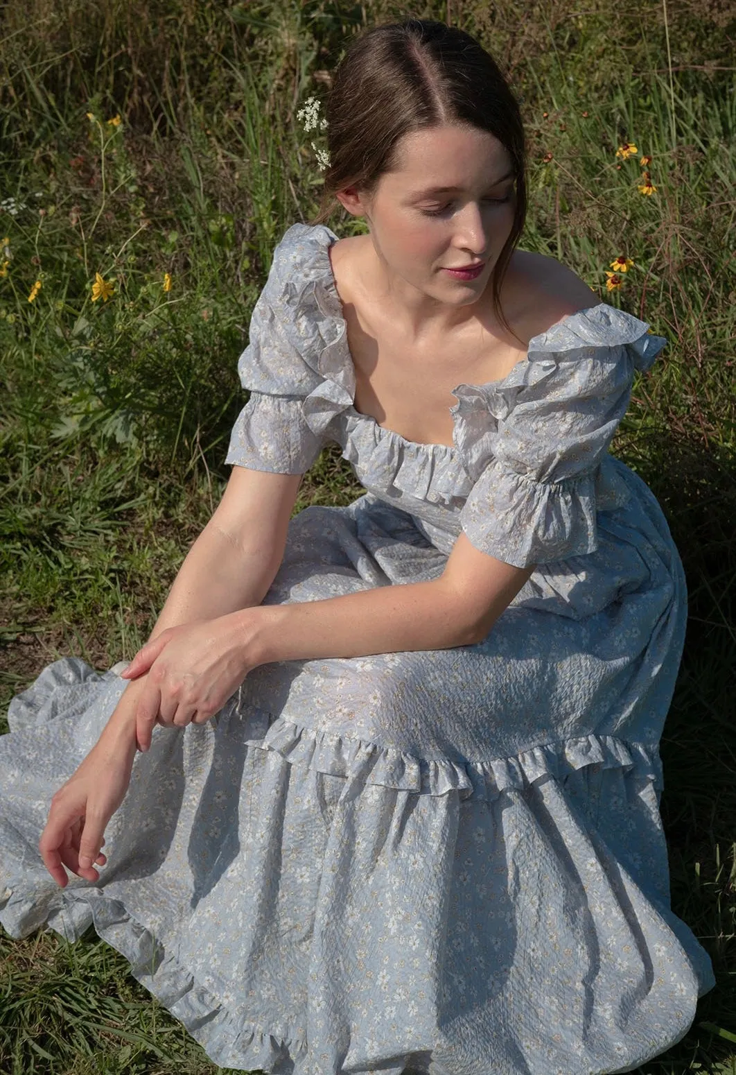 Adeline Dress in French Blue Floral sold by Of Her Own Kind product image thumbnail 4