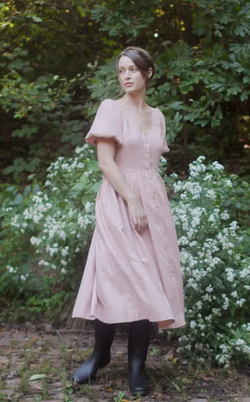 Maeve Dress in Blush Linen sold by Of Her Own Kind