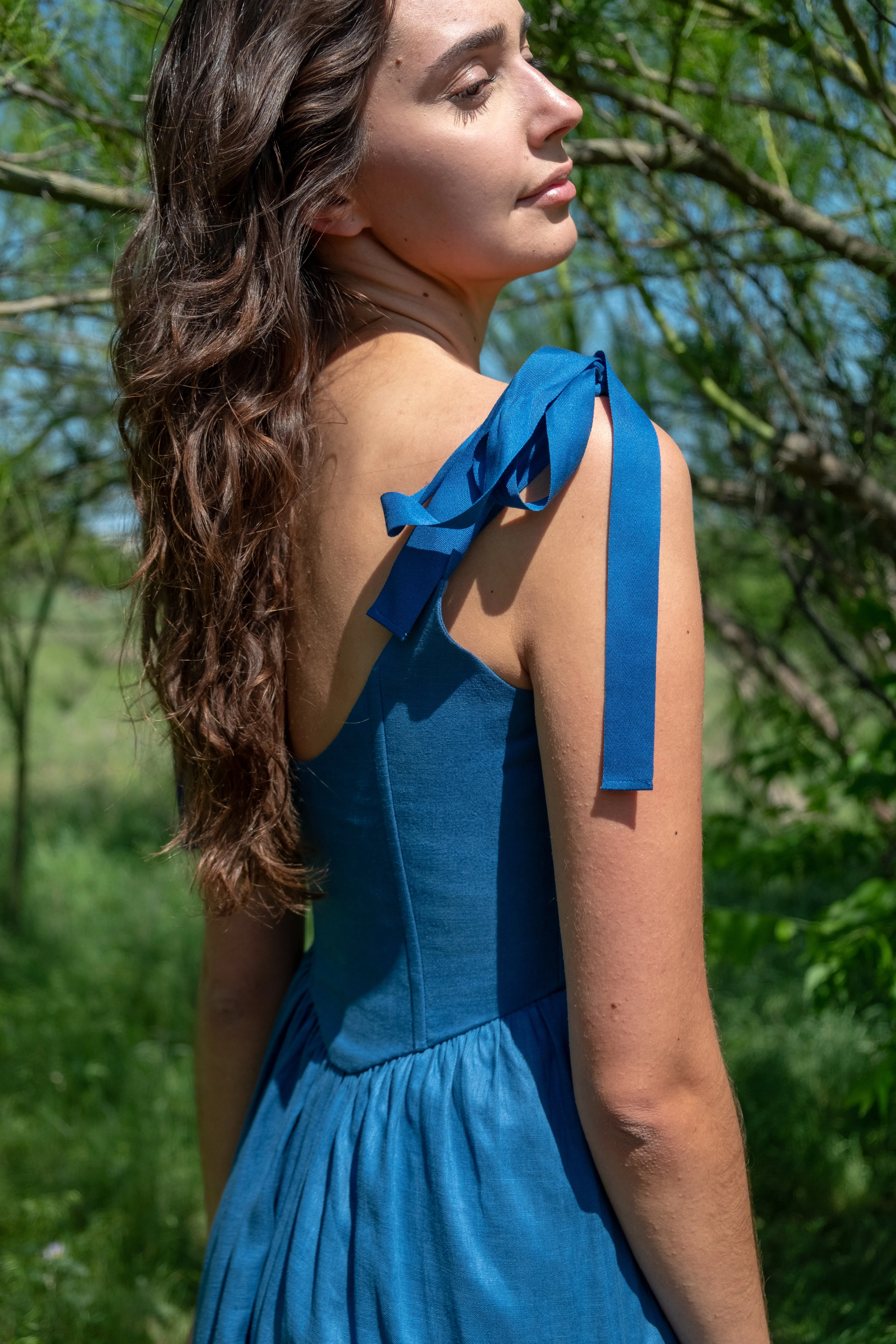 Mirabelle Dress in Indigo Linen sold by Of Her Own Kind product image thumbnail 3