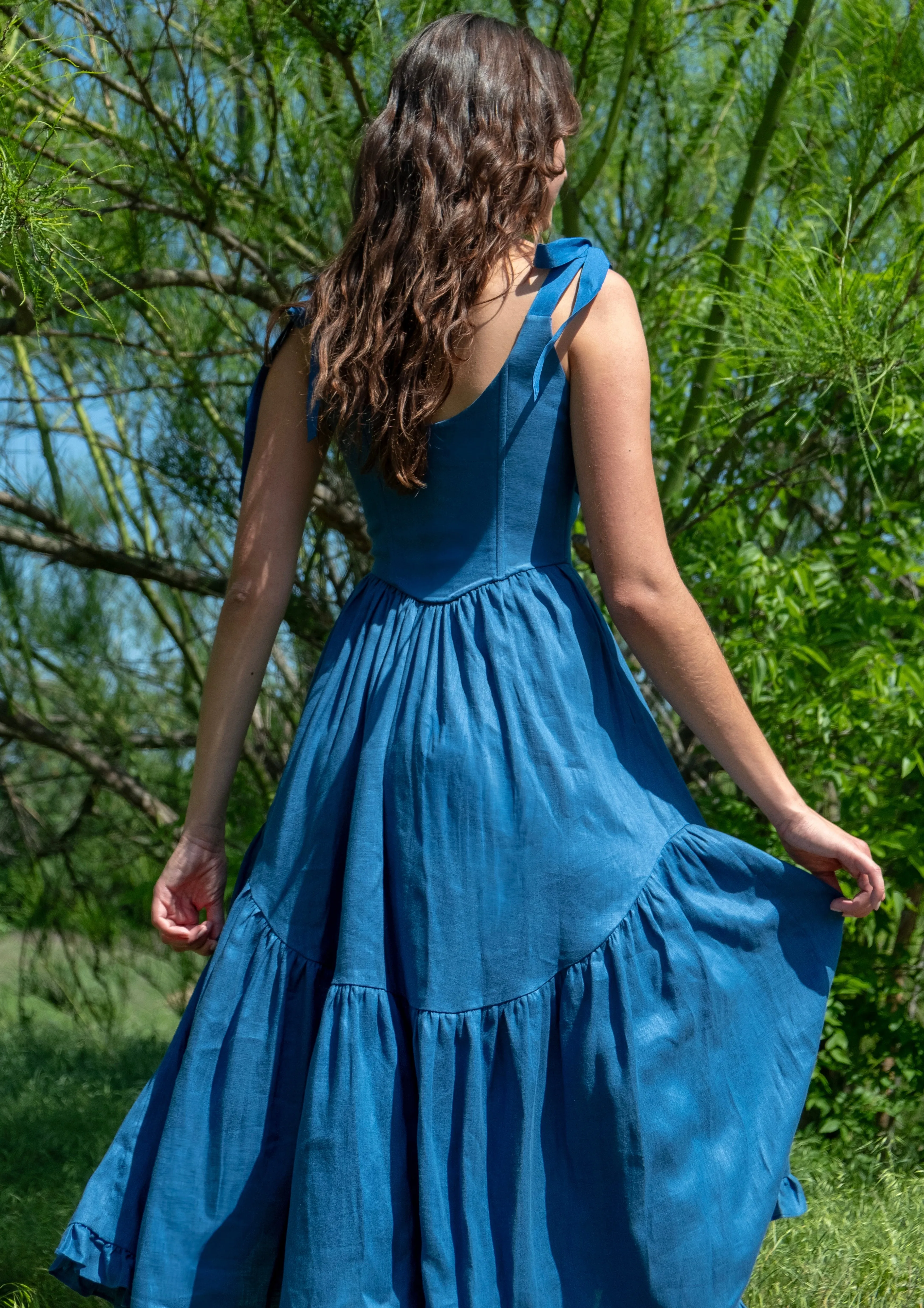 Mirabelle Dress in Indigo Linen sold by Of Her Own Kind product image thumbnail 4