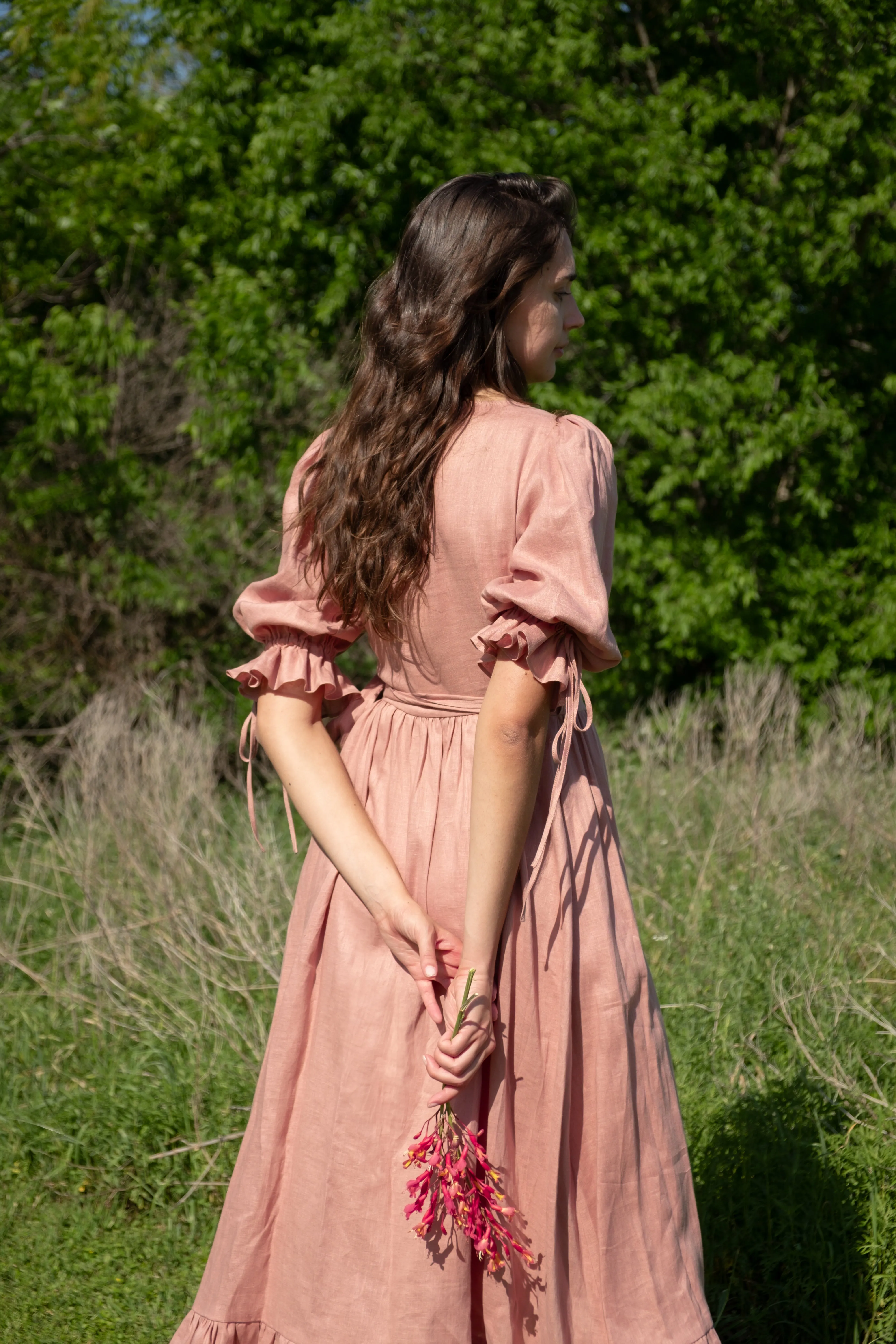 Lillian Dress in Rose Linen sold by Of Her Own Kind product image thumbnail 5