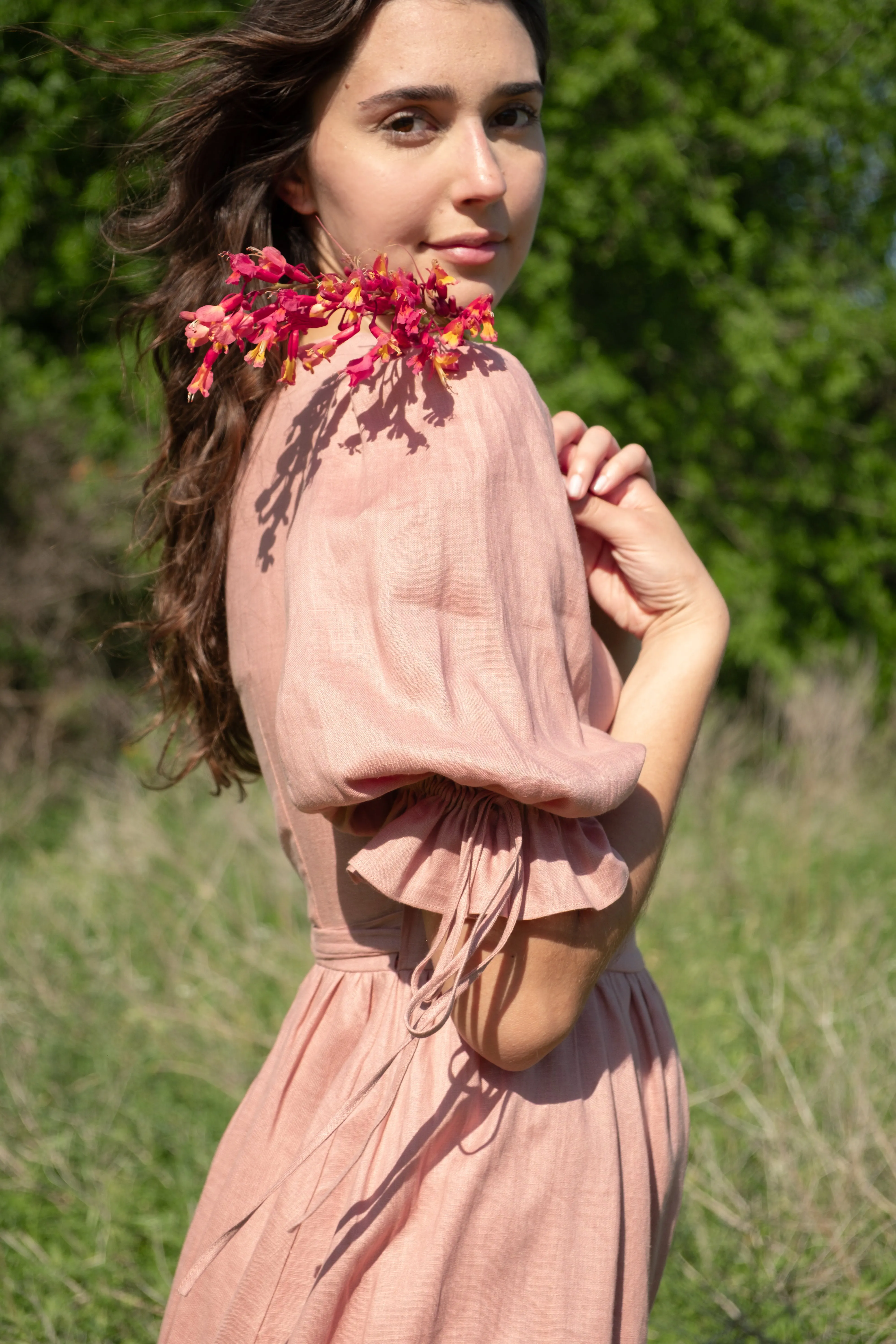 Lillian Dress in Rose Linen sold by Of Her Own Kind product image thumbnail 4