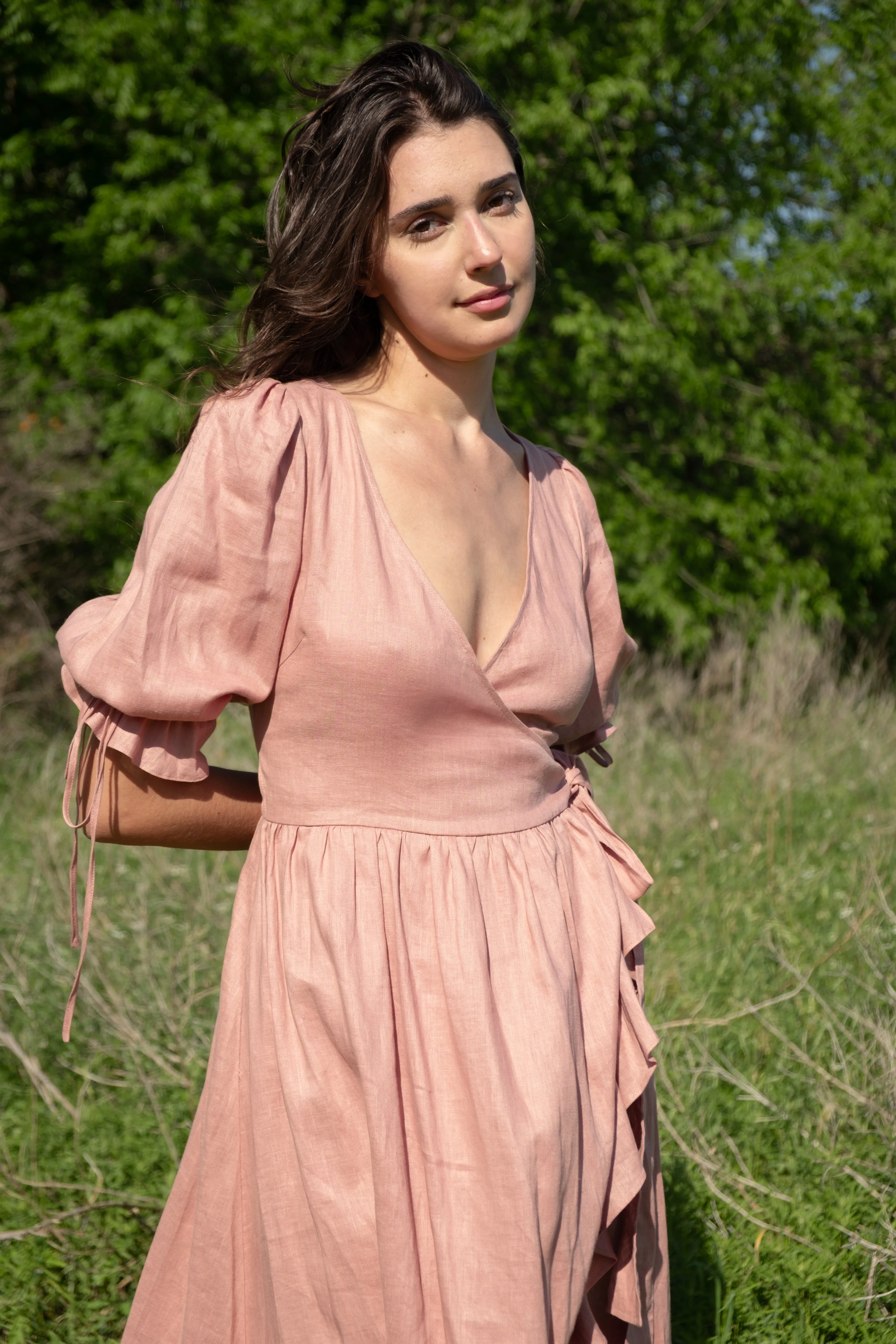 Lillian Dress in Rose Linen sold by Of Her Own Kind product image thumbnail 3